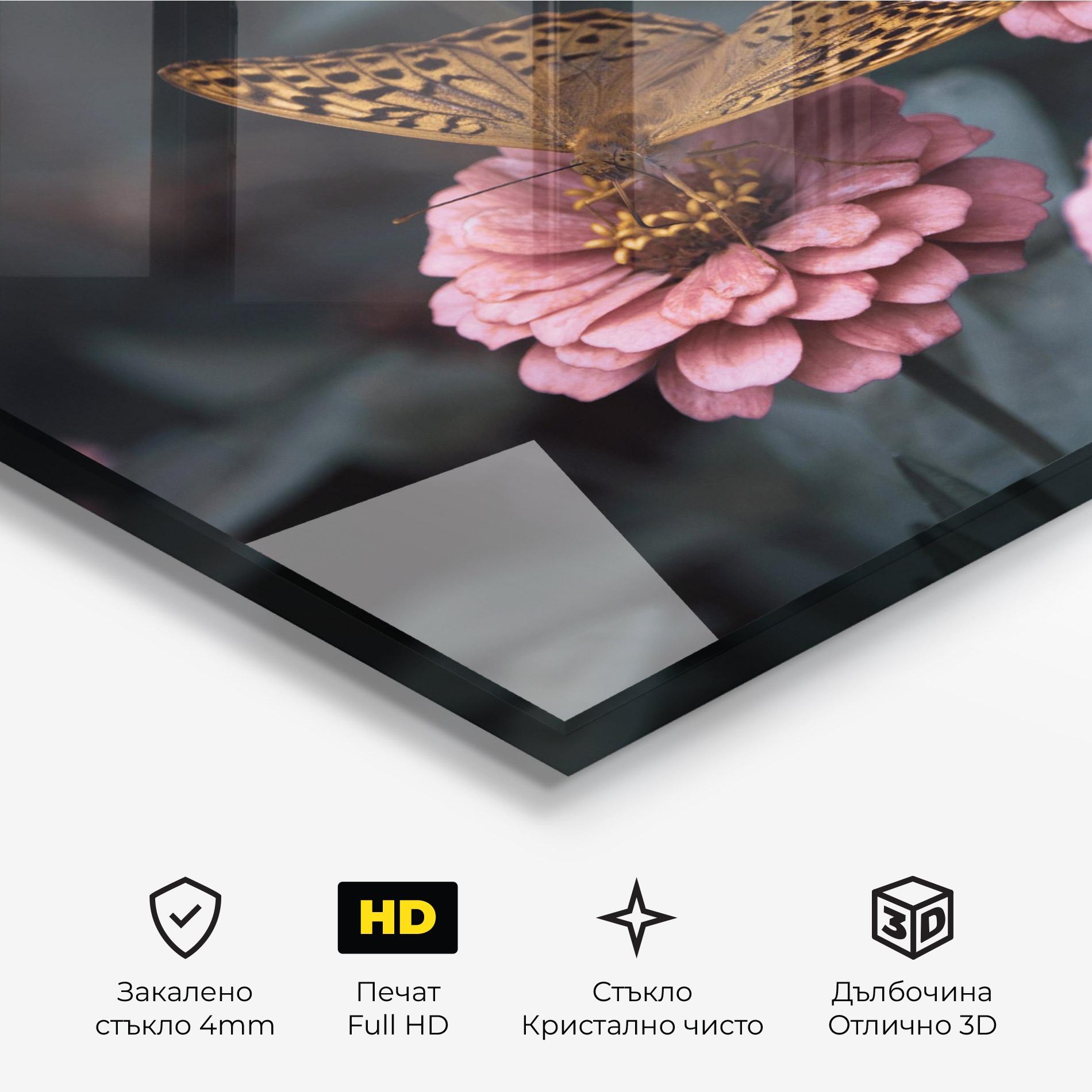 Стъклена картина Flower Butterfly mockup 3