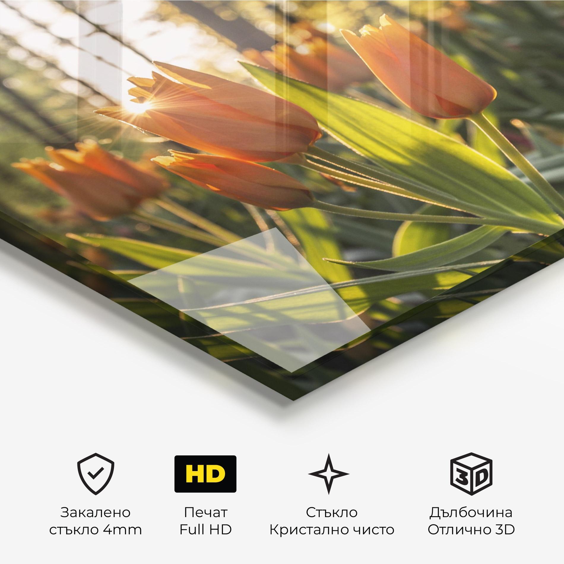 Стъклена картина Forest Tulips mockup 3