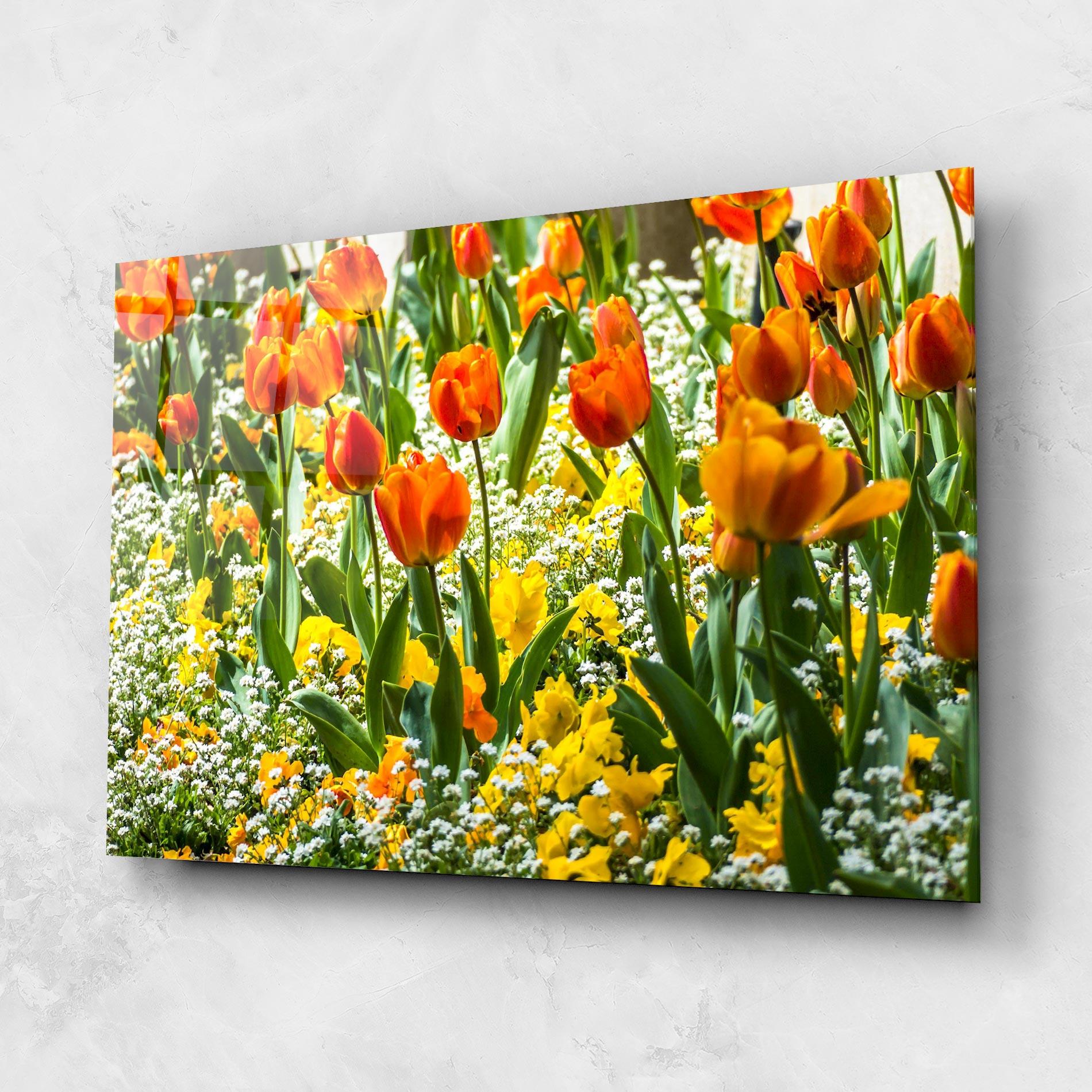 Стъклена картина Colorful Tulips Garden mockup 1