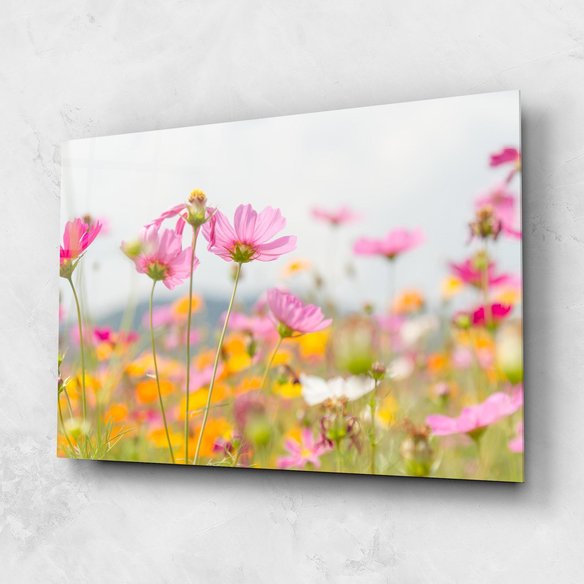 Стъклена картина Cosmos Beauty Flowers mockup 1