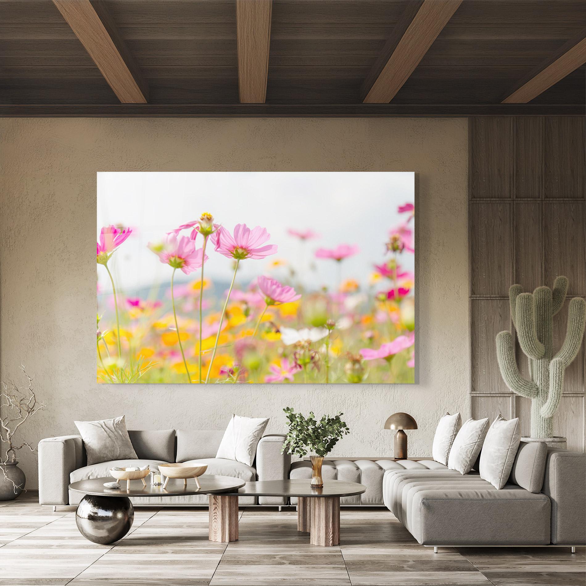 Стъклена картина Cosmos Beauty Flowers mockup 8