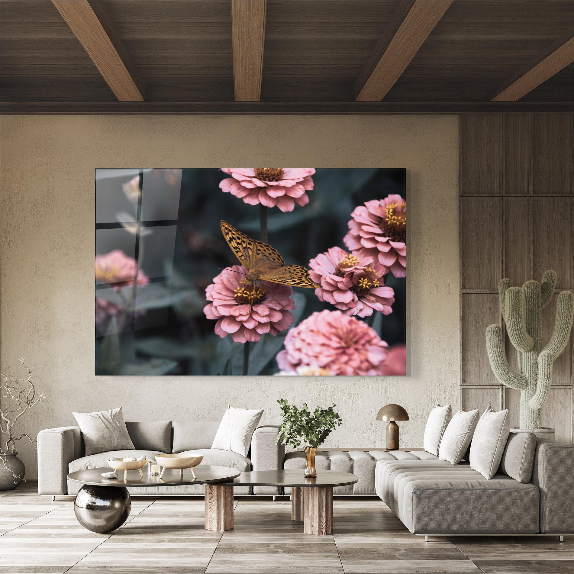 Стъклена картина Flower Butterfly mockup 8