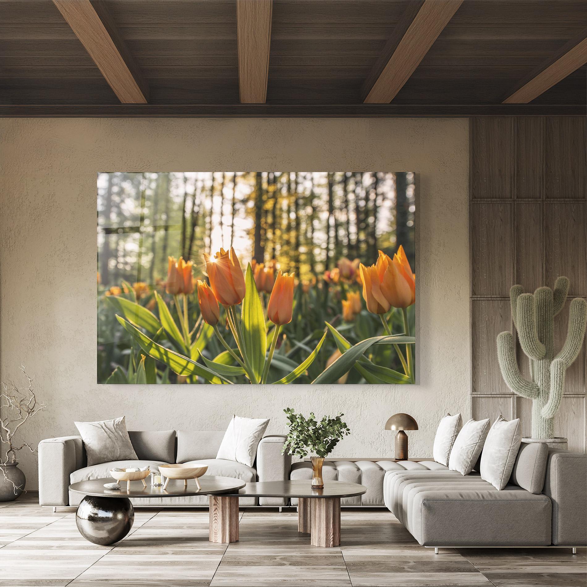 Стъклена картина Forest Tulips mockup 8