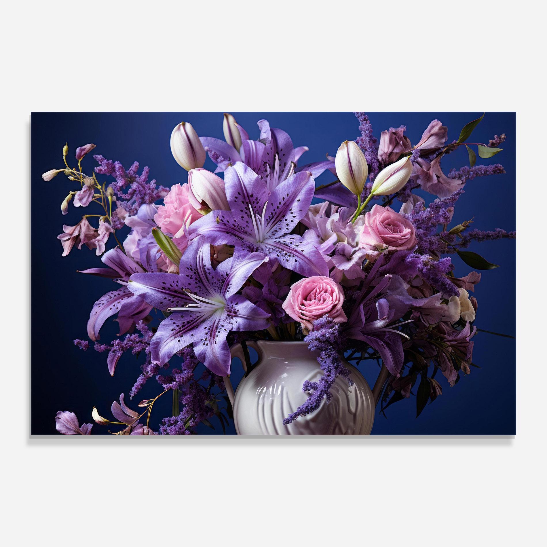 Стъклена картина Vase Purple Flower mockup 0