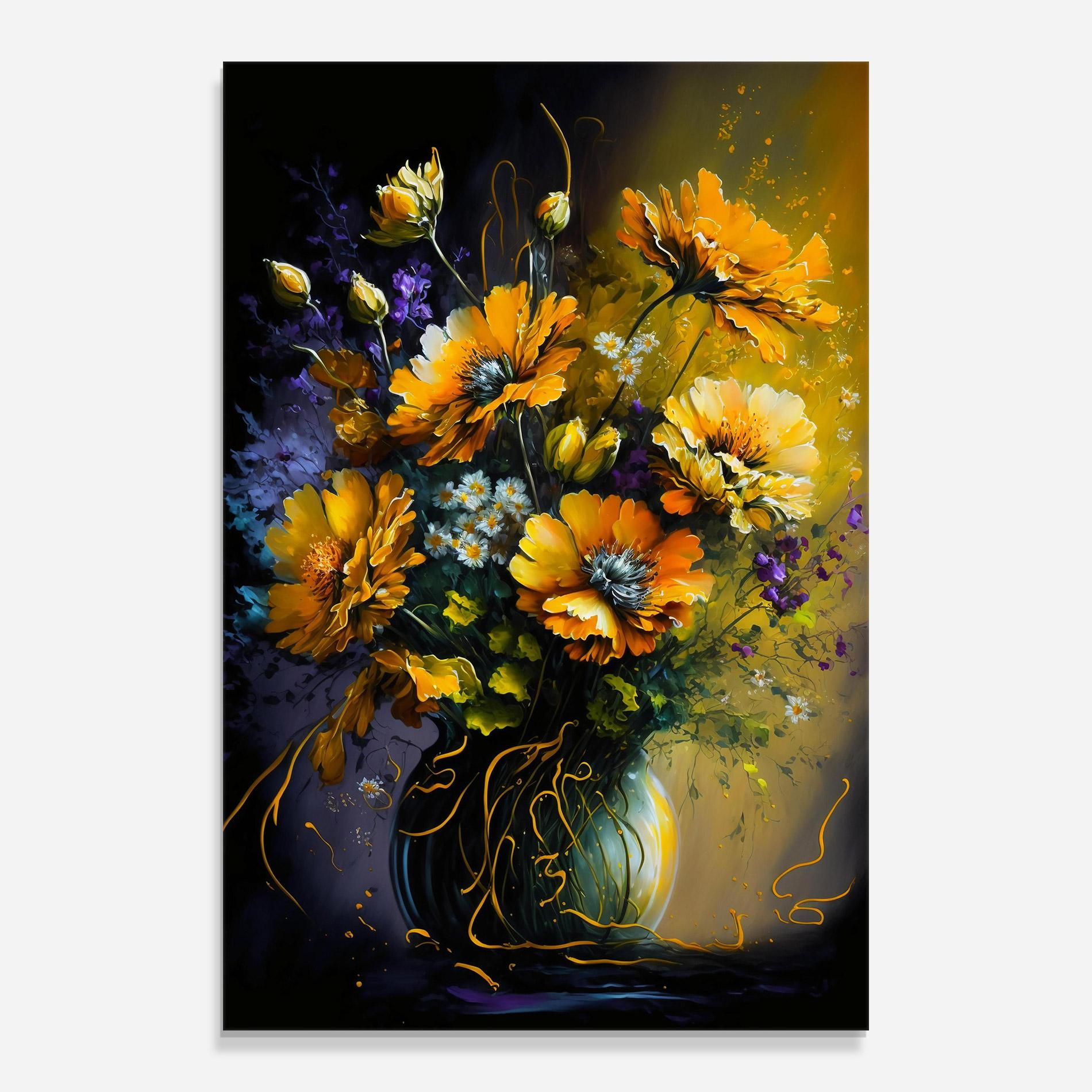 Стъклена картина Yellow Flower Art Vase mockup 0