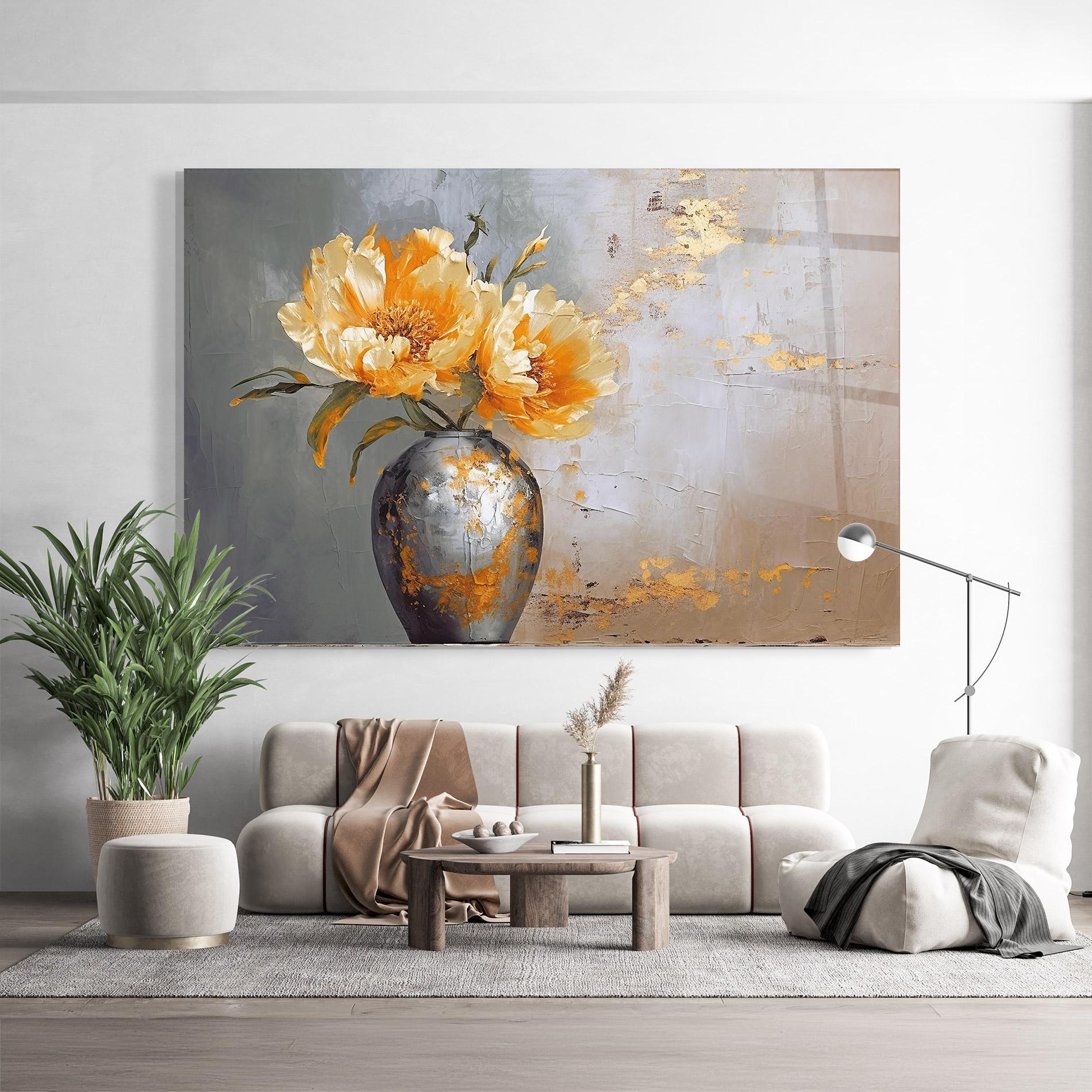 Стъклена картина Grey Painting Vase mockup 9