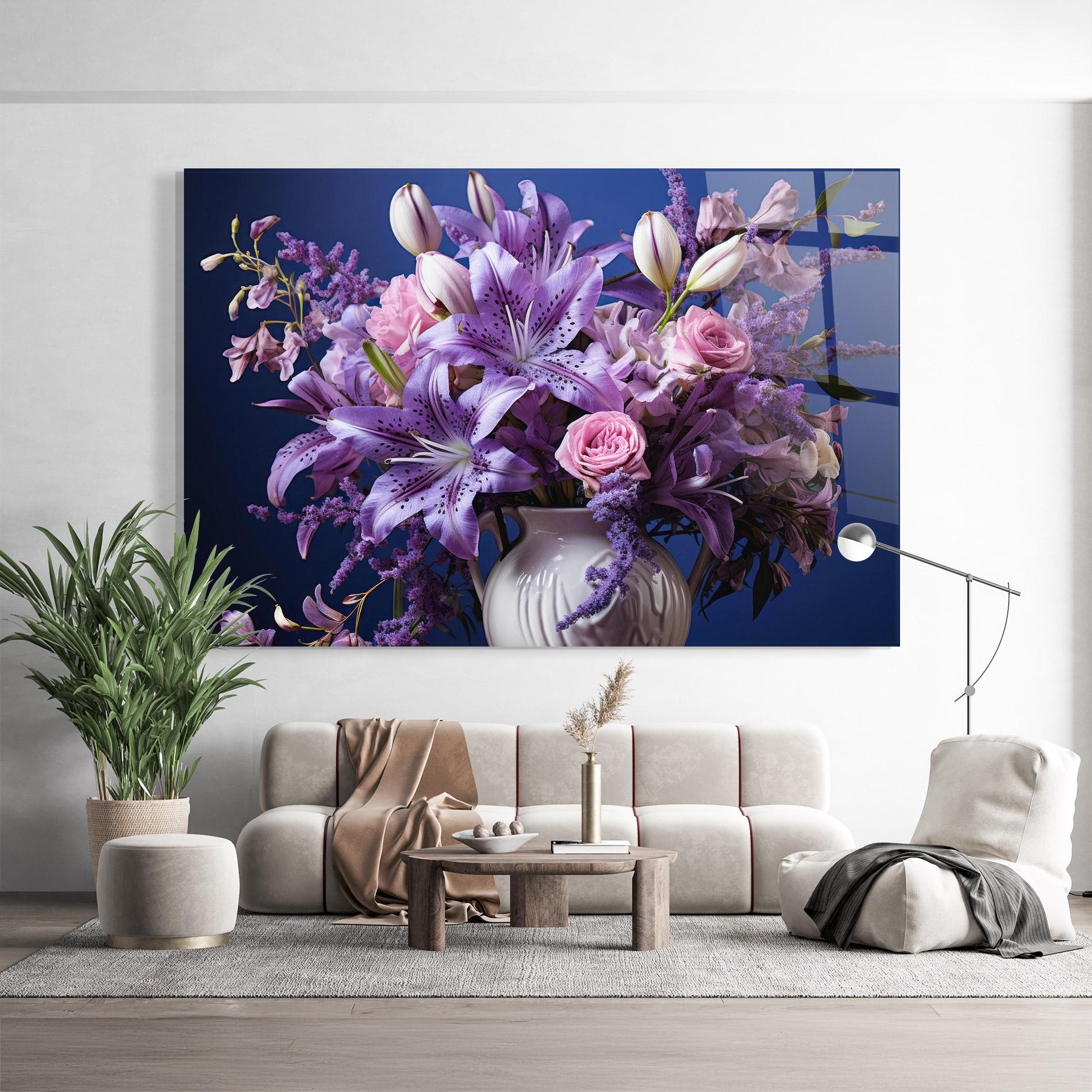 Стъклена картина Vase Purple Flower mockup 9