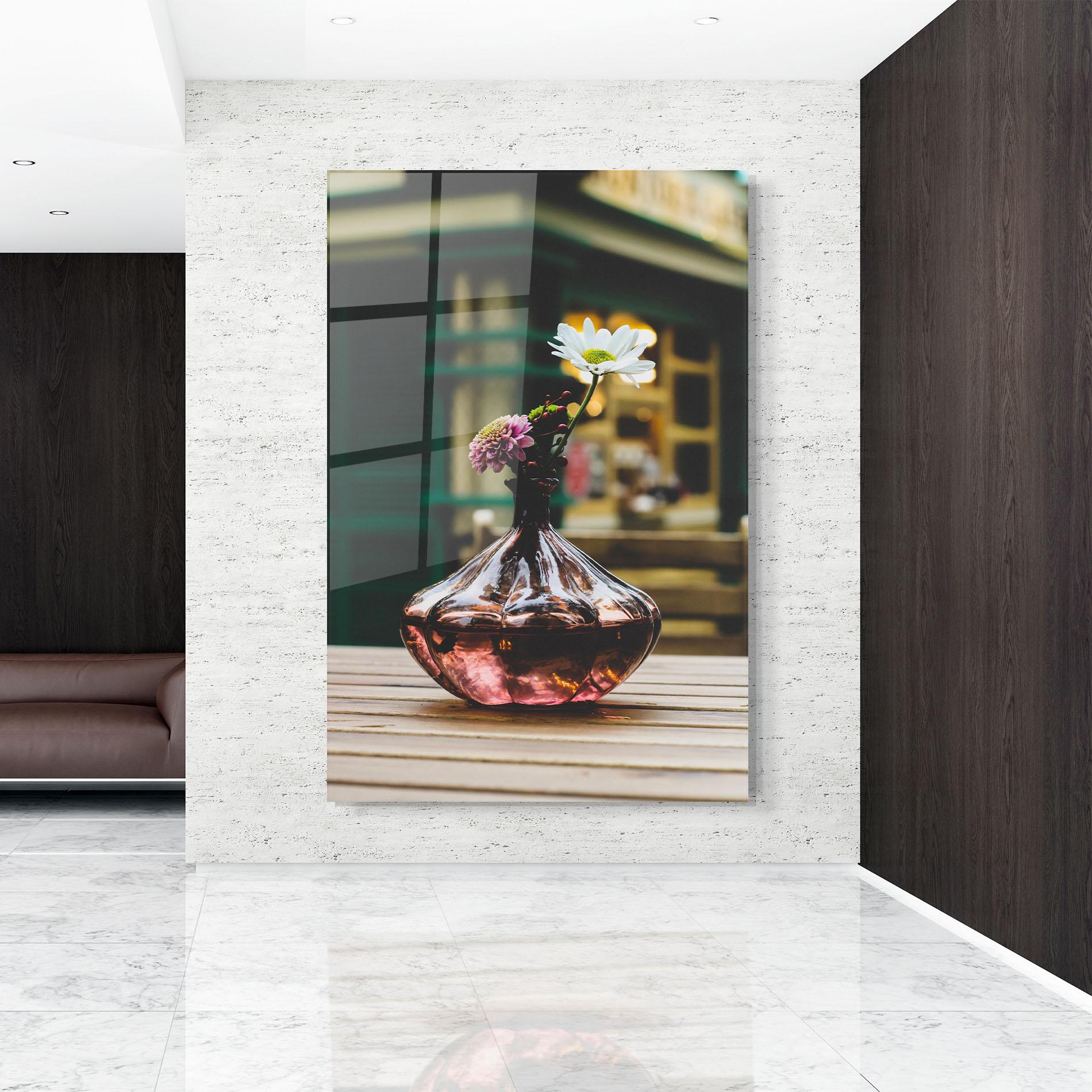 Стъклена картина Pink Vase Flower mockup 9