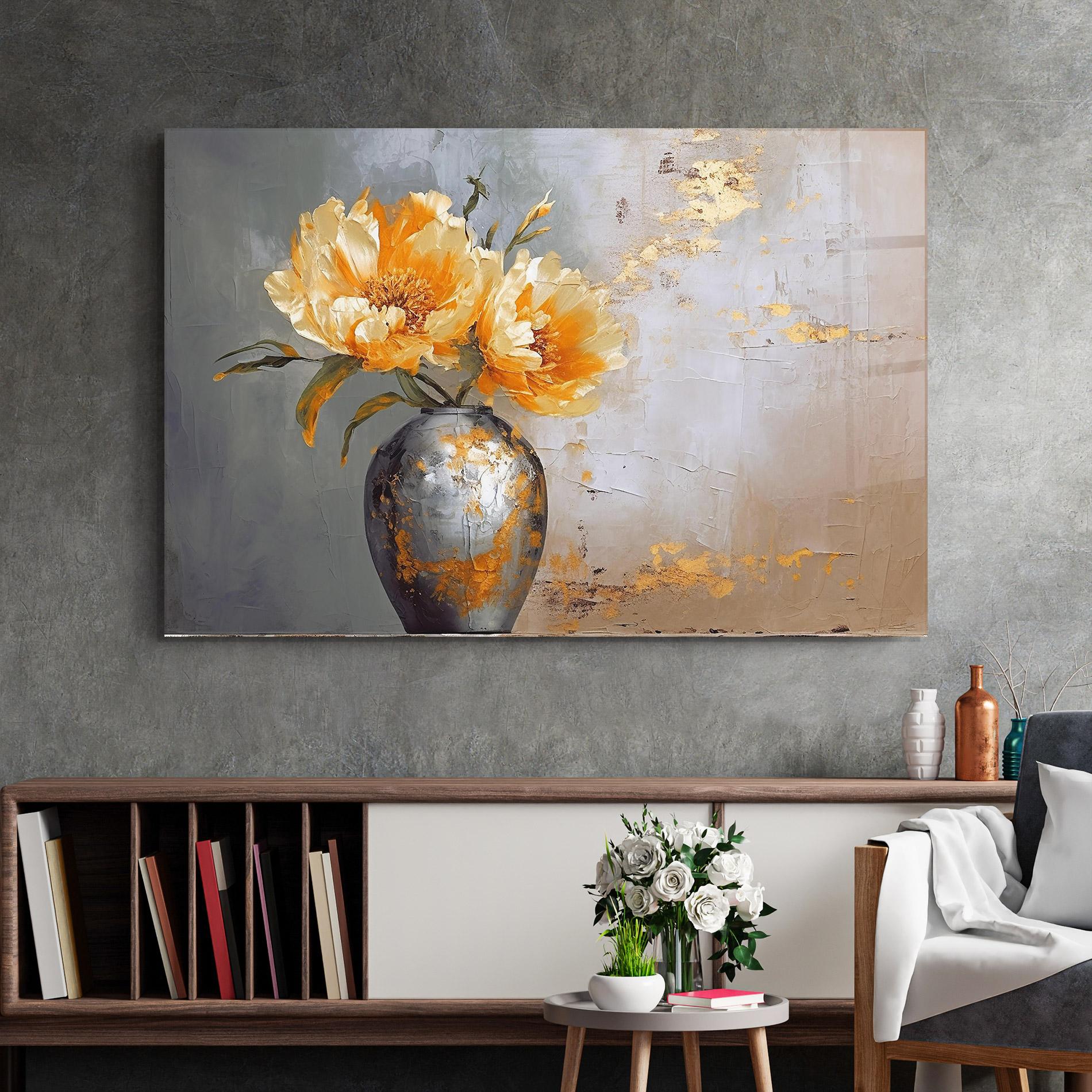 Стъклена картина Grey Painting Vase mockup 2