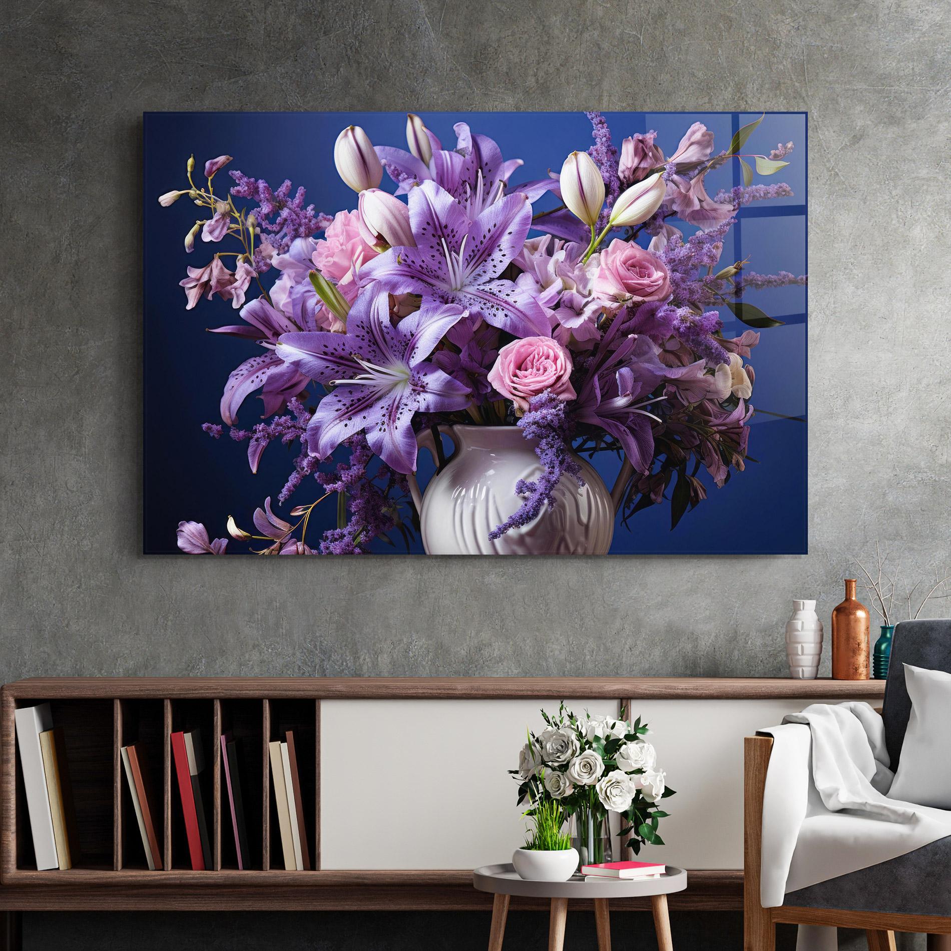 Стъклена картина Vase Purple Flower mockup 2