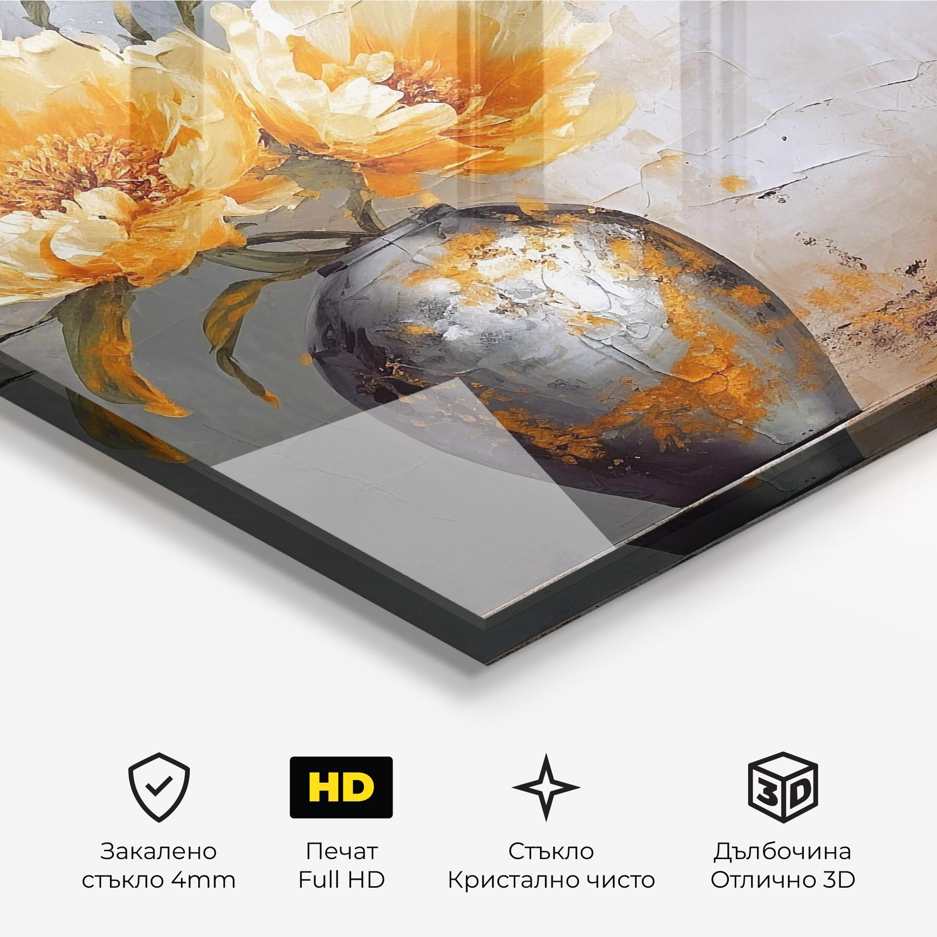 Стъклена картина Grey Painting Vase mockup 3