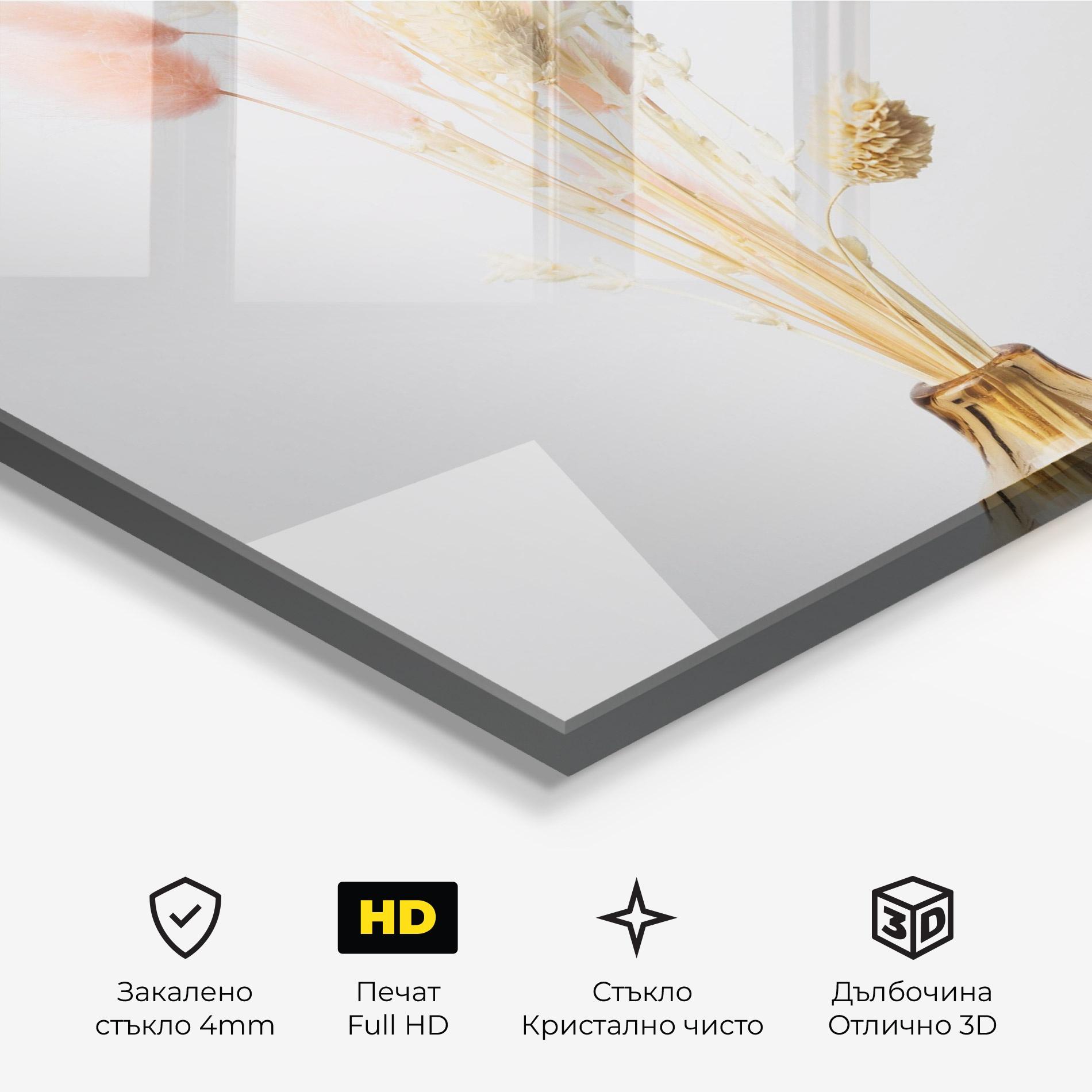 Стъклена картина Pink Cream Flower Vase mockup 3