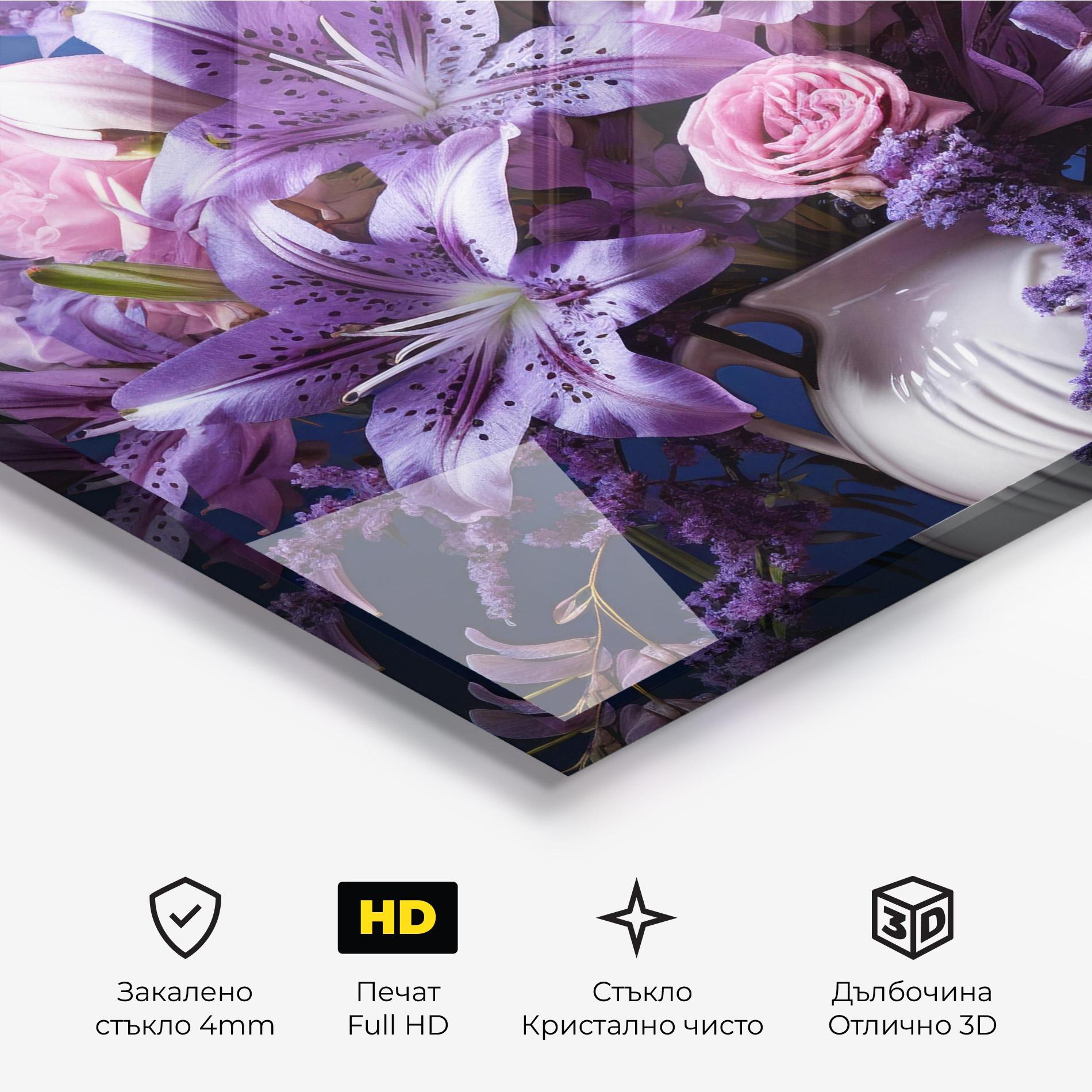 Стъклена картина Vase Purple Flower mockup 3
