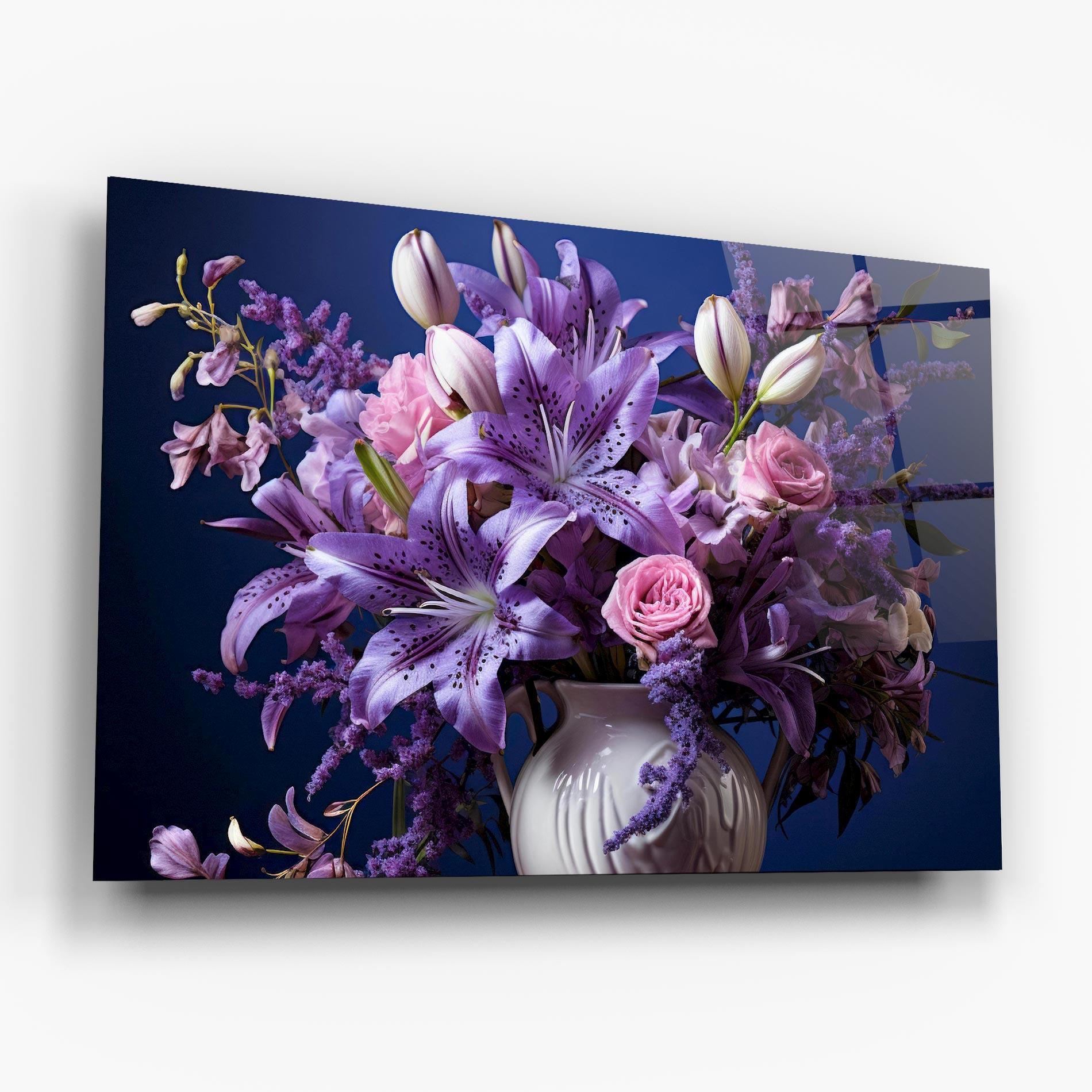 Стъклена картина Vase Purple Flower mockup 6