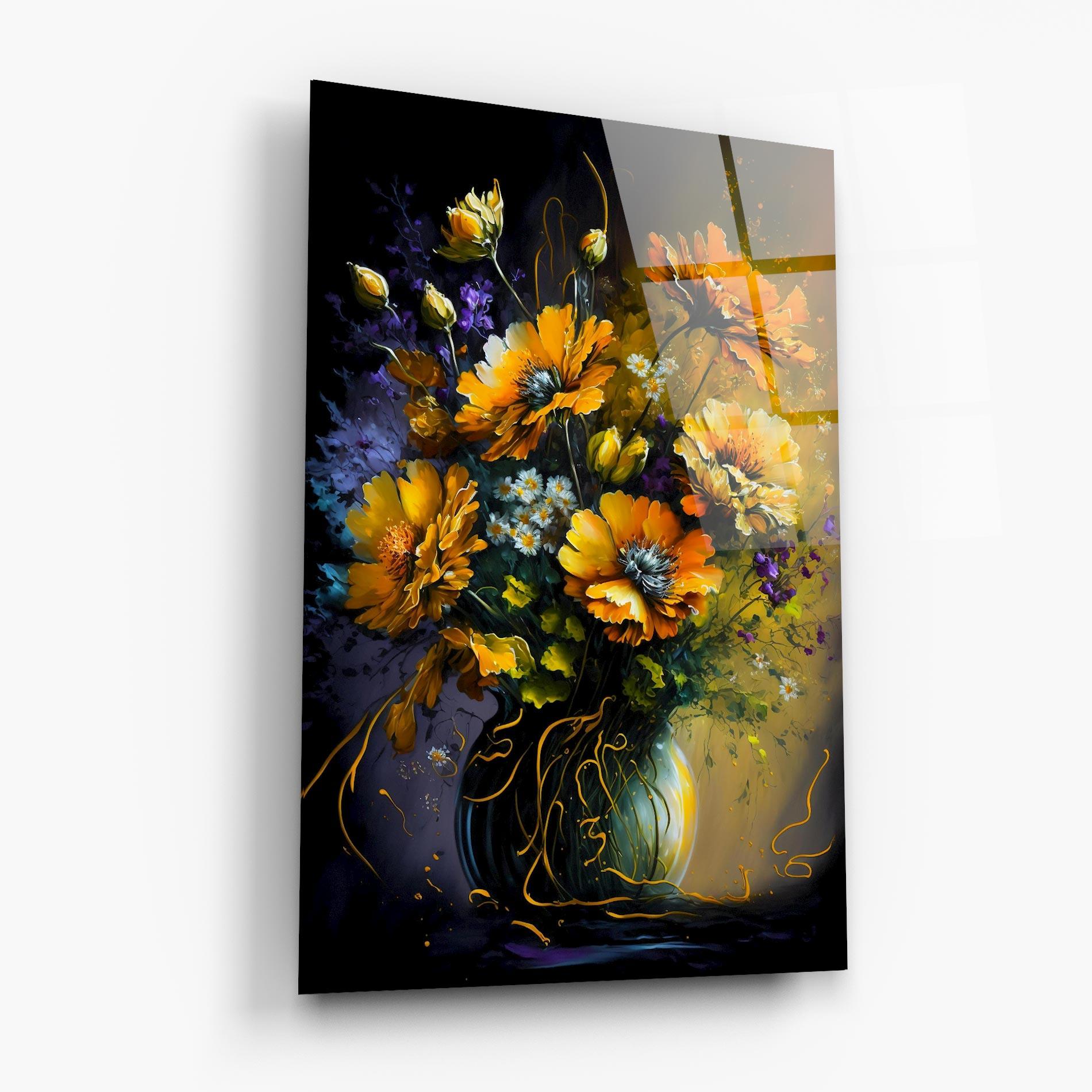 Стъклена картина Yellow Flower Art Vase mockup 6