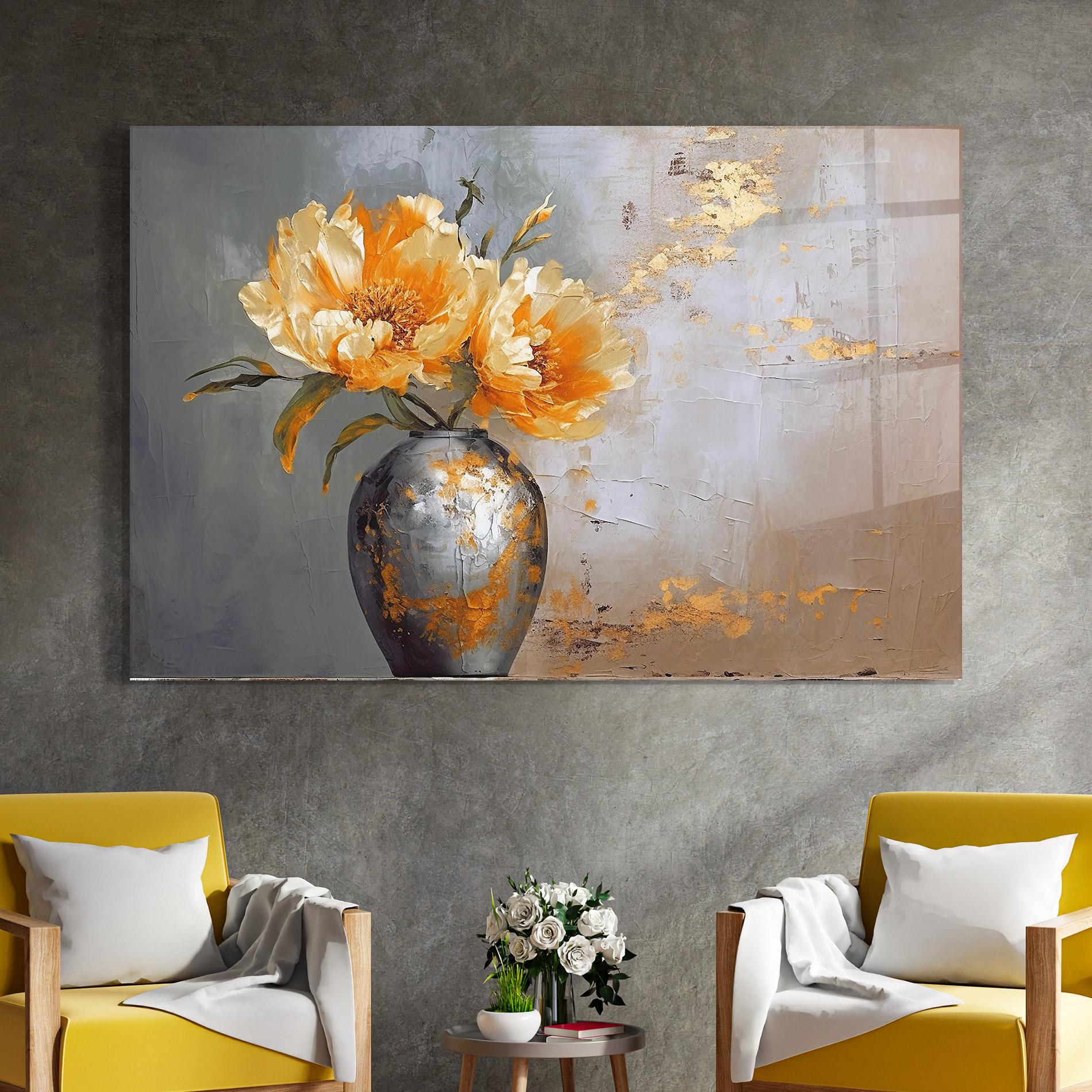 Стъклена картина Grey Painting Vase mockup 4