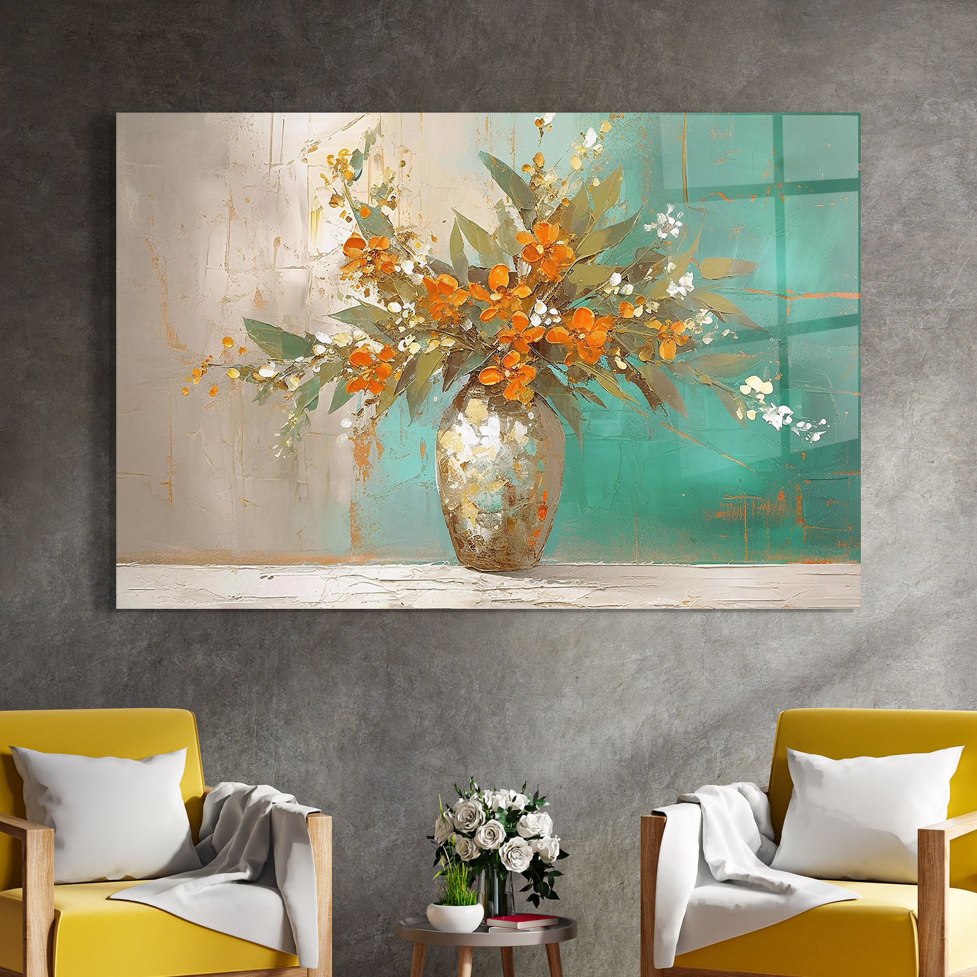 Grey Vase Orange mockup 4