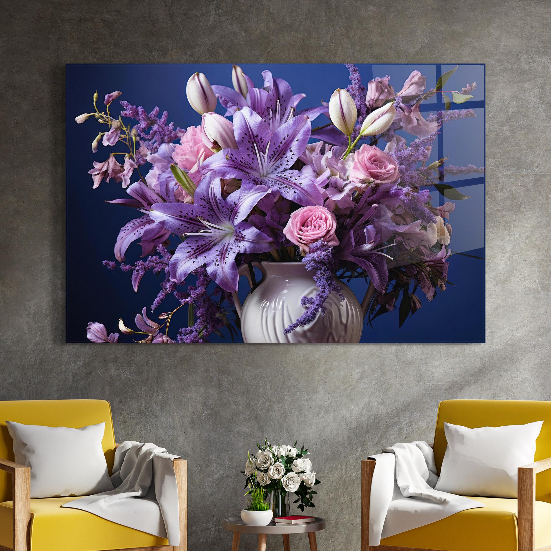 Стъклена картина Vase Purple Flower mockup 4