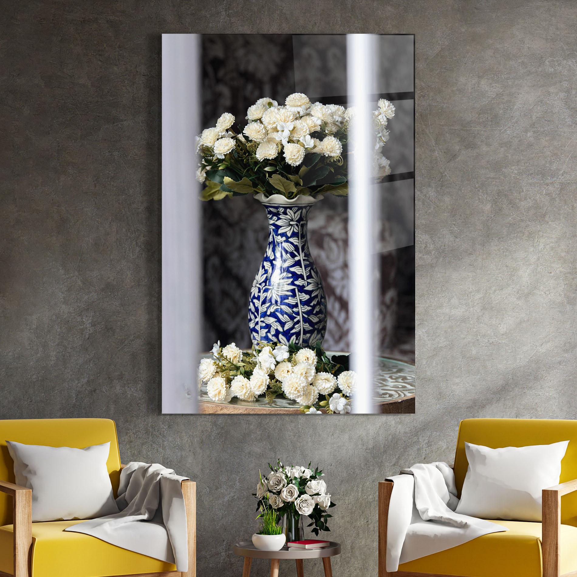 Стъклена картина Blue Patern Vase mockup 4