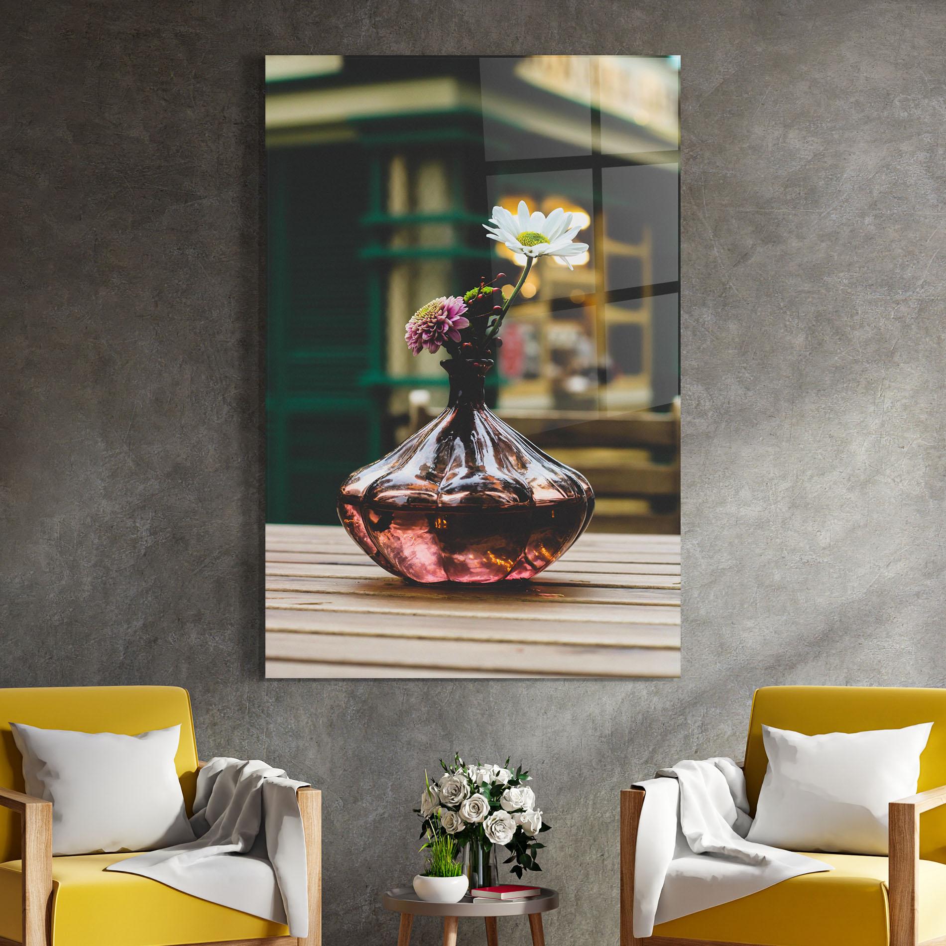 Стъклена картина Pink Vase Flower mockup 4