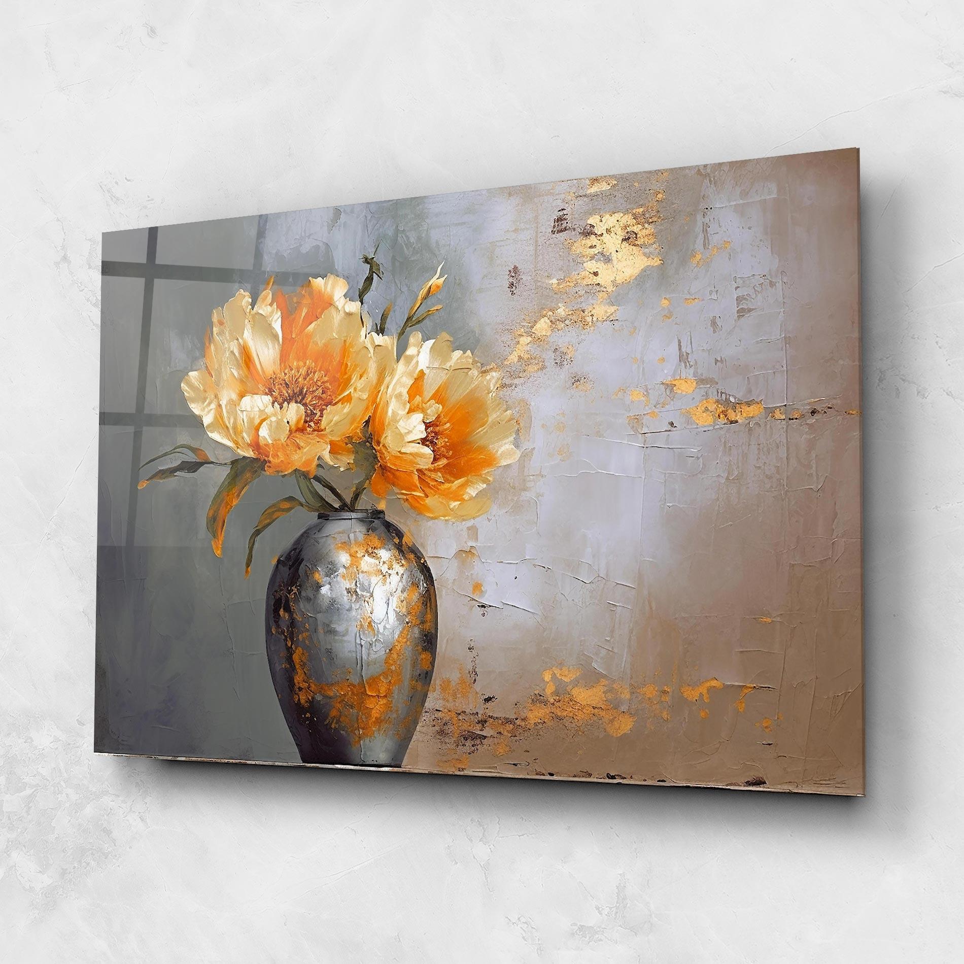 Стъклена картина Grey Painting Vase mockup 1