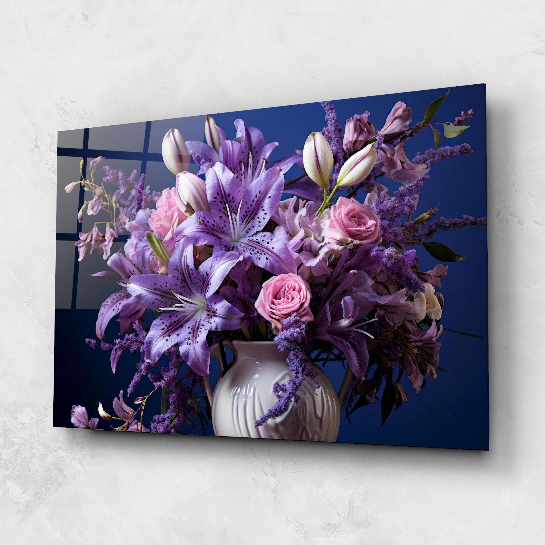 Стъклена картина Vase Purple Flower mockup 1