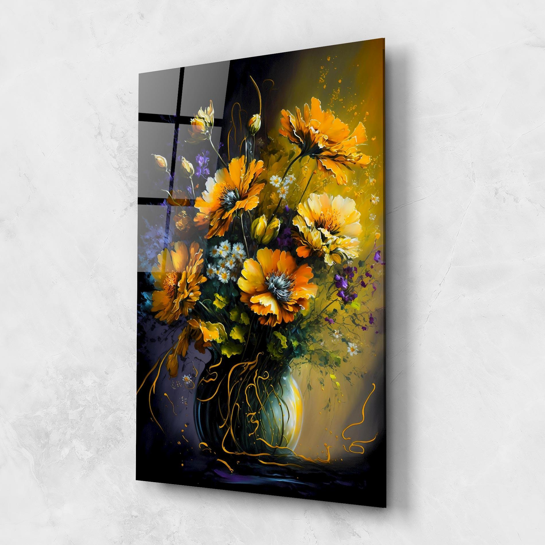 Стъклена картина Yellow Flower Art Vase mockup 1