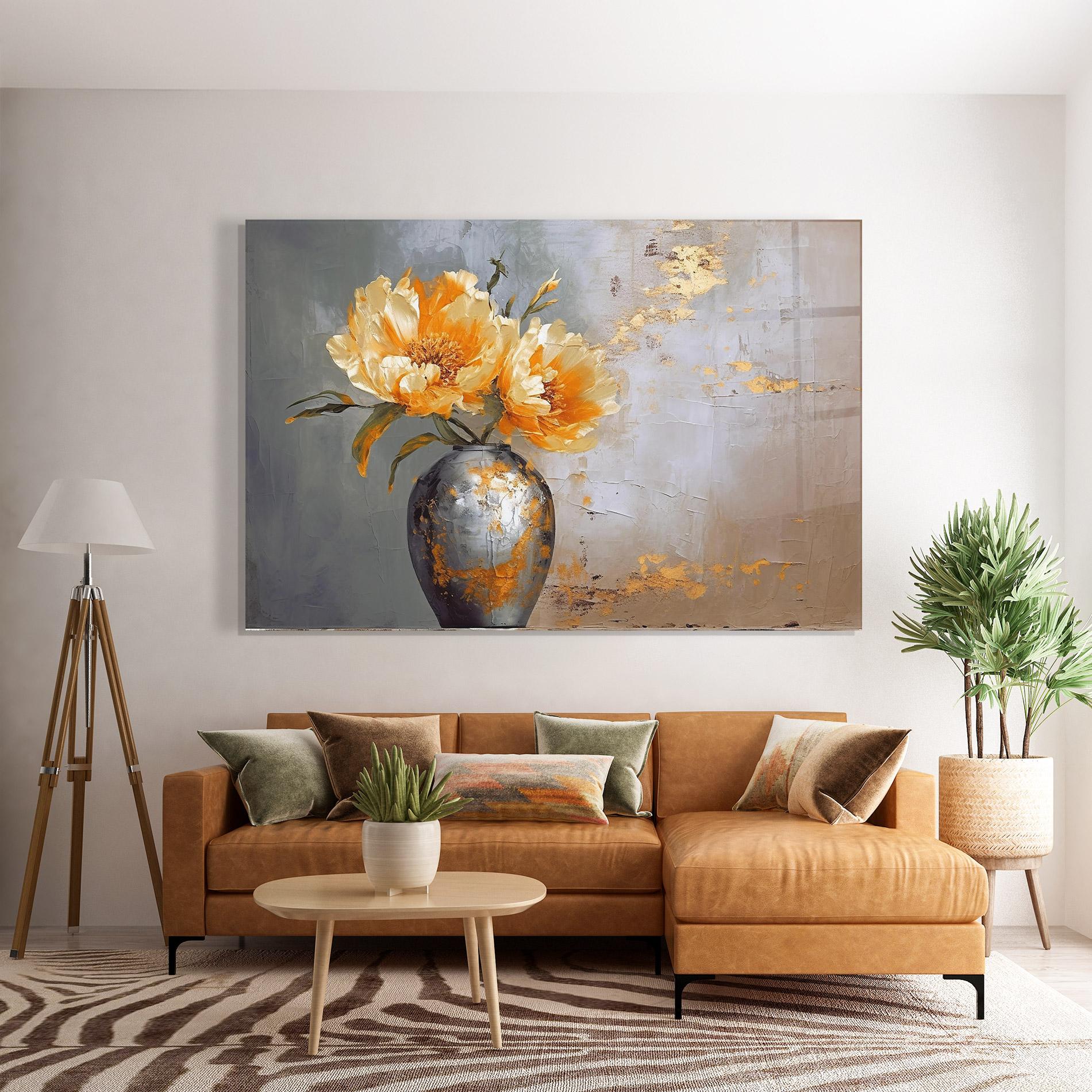 Стъклена картина Grey Painting Vase mockup 7
