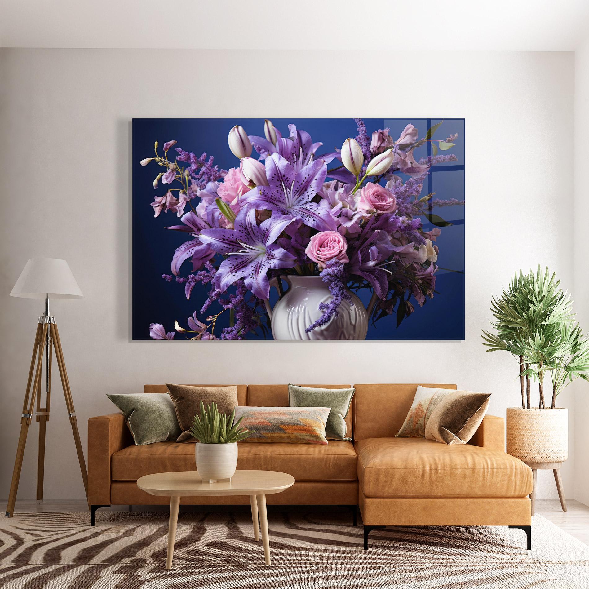 Стъклена картина Vase Purple Flower mockup 7