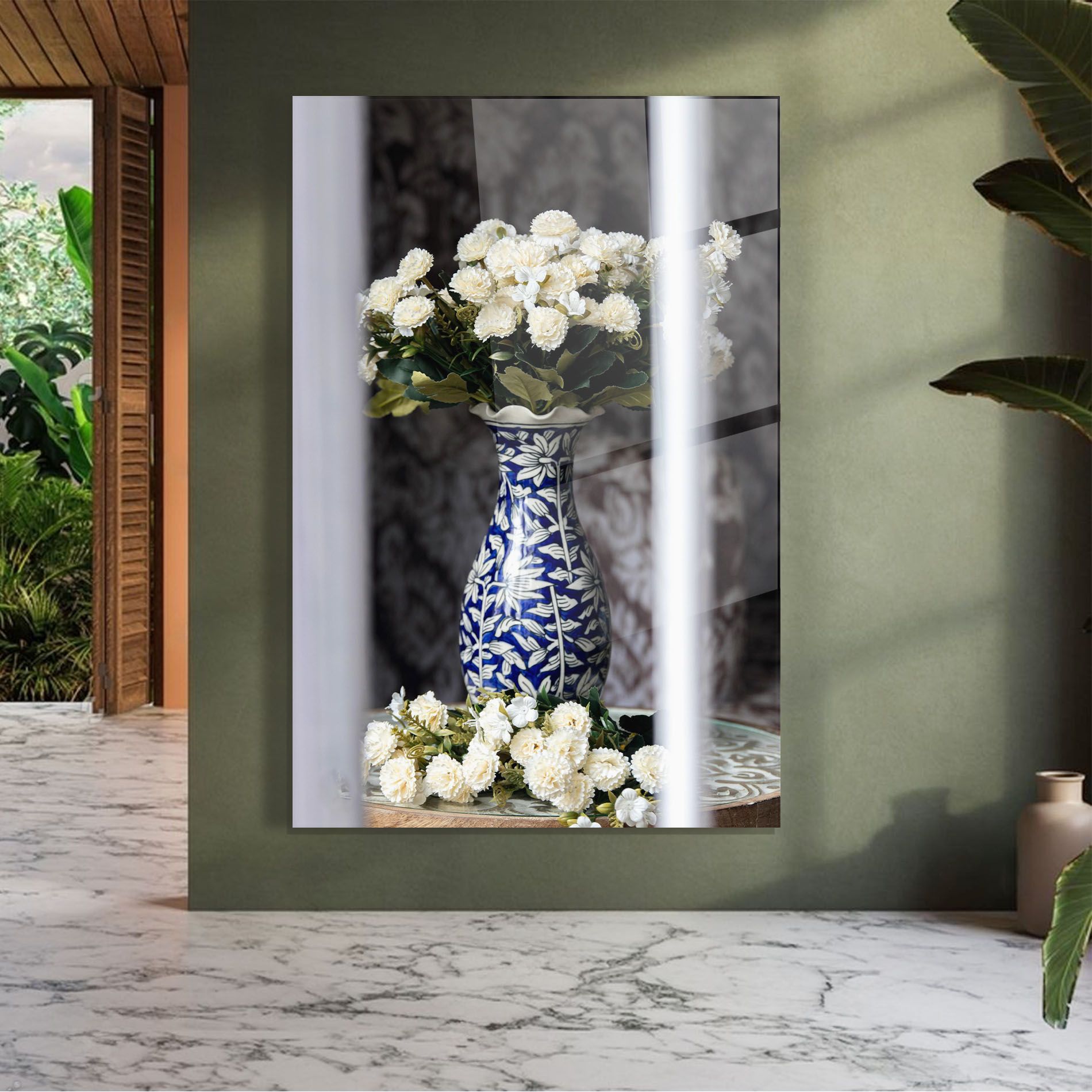 Blue Patern Vase mockup 7