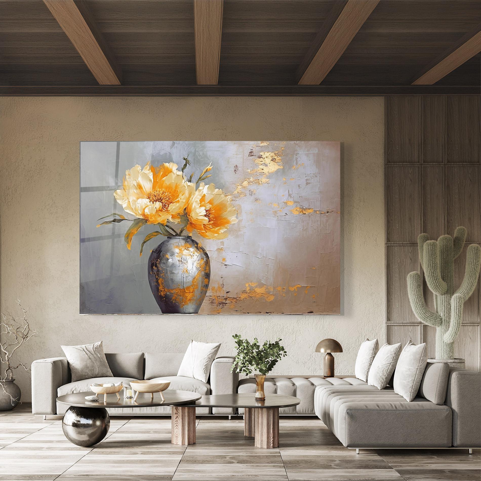 Стъклена картина Grey Painting Vase mockup 8