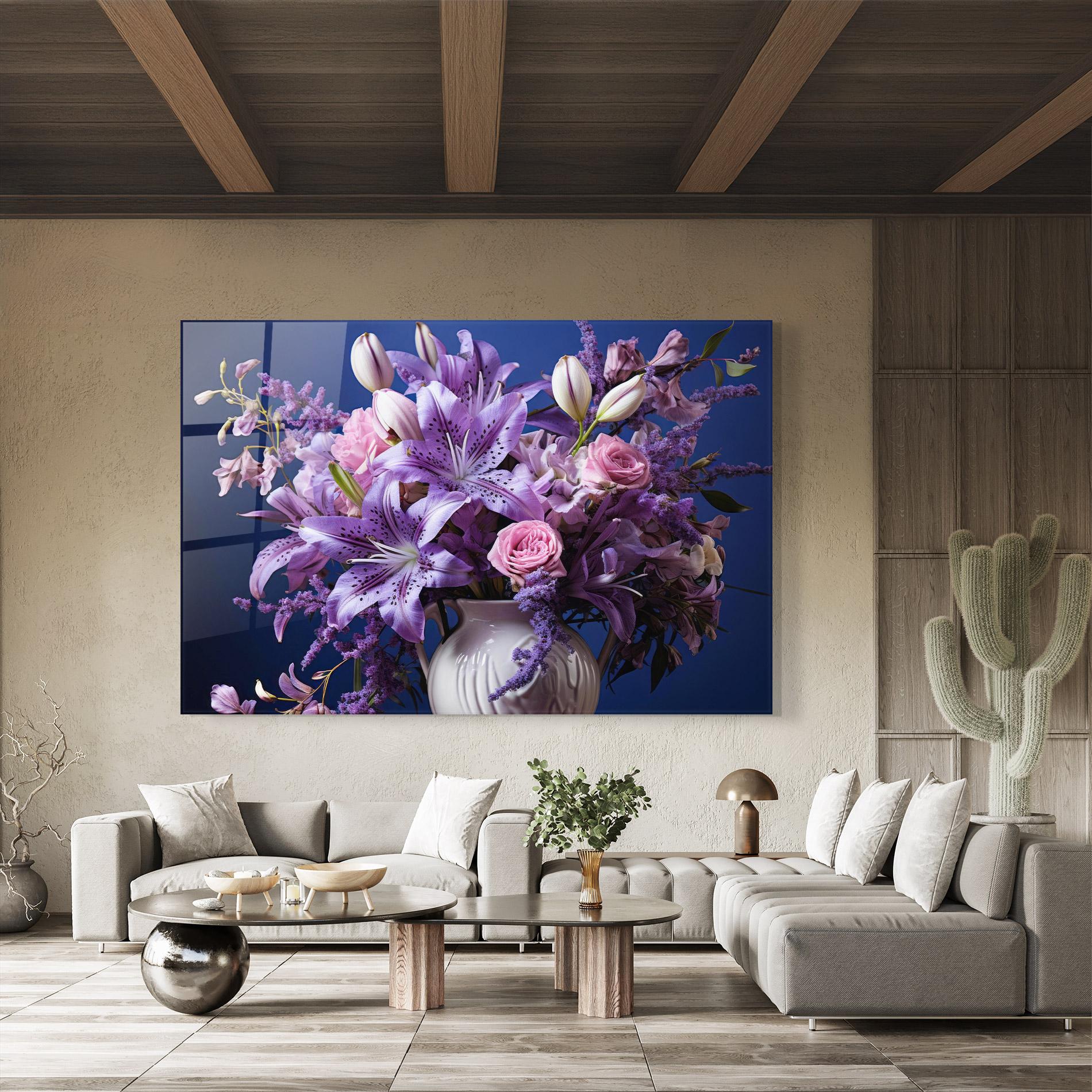 Стъклена картина Vase Purple Flower mockup 8