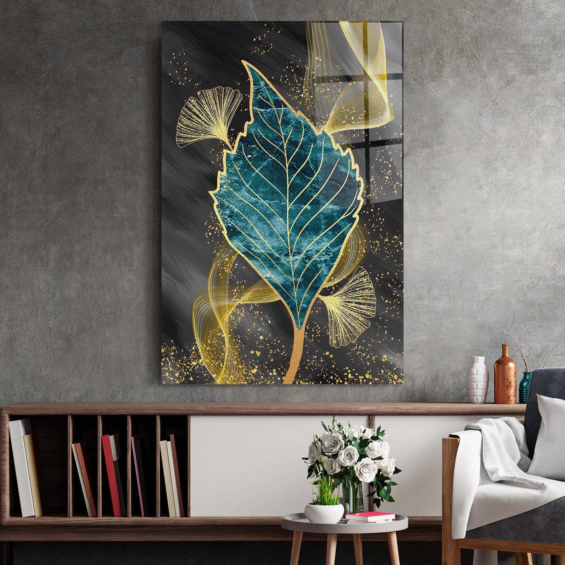 Golden Leaves Blue mockup 2