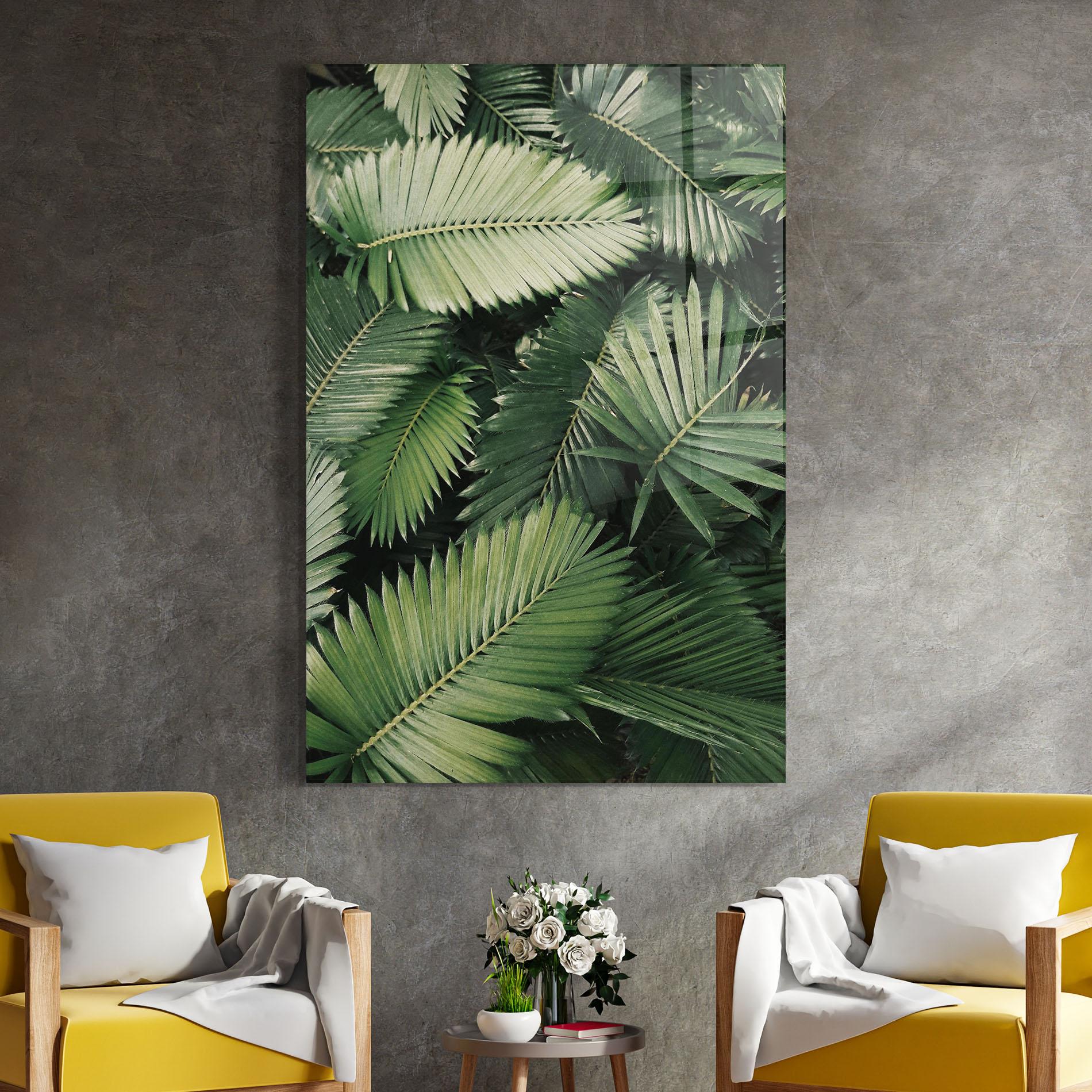 Стъклена картина Green Leaves mockup 4