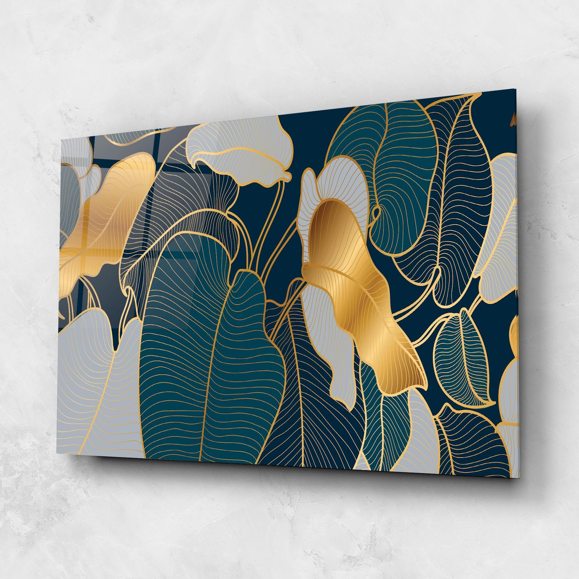 Стъклена картина Golden Leaves mockup 1