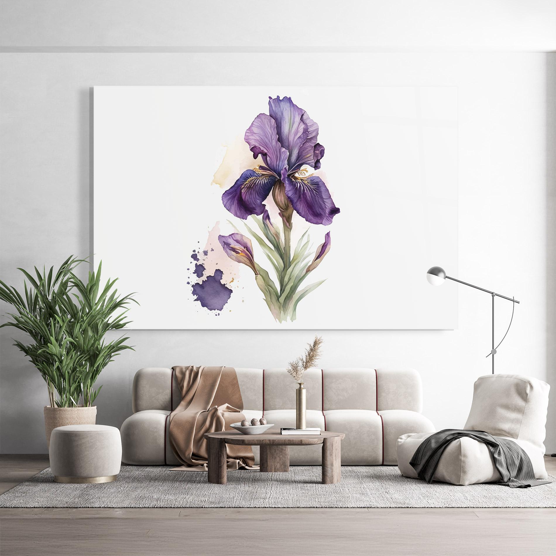 Стъклена картина Beautiful Purple Iris mockup 9