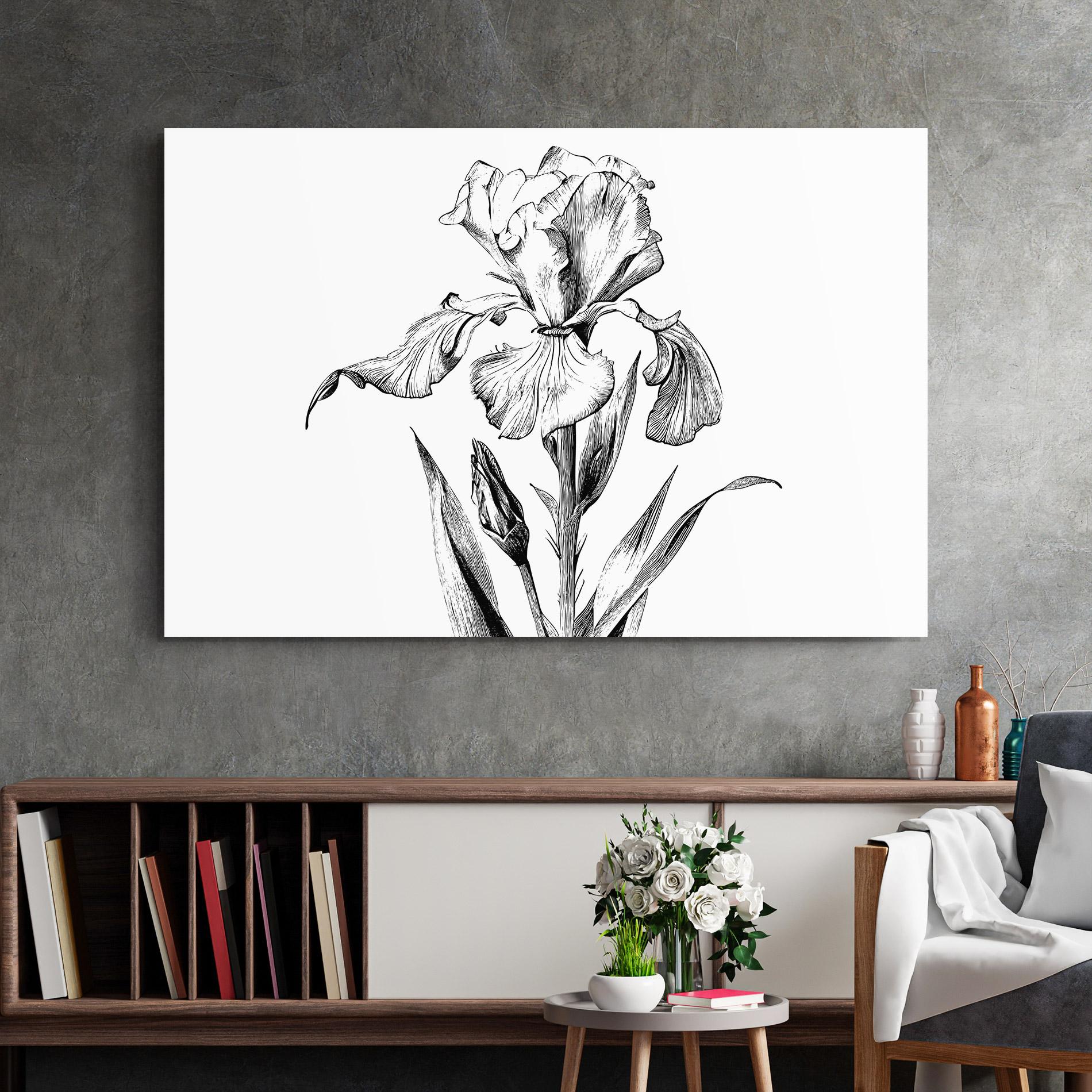 Стъклена картина Iris Sketch mockup 2