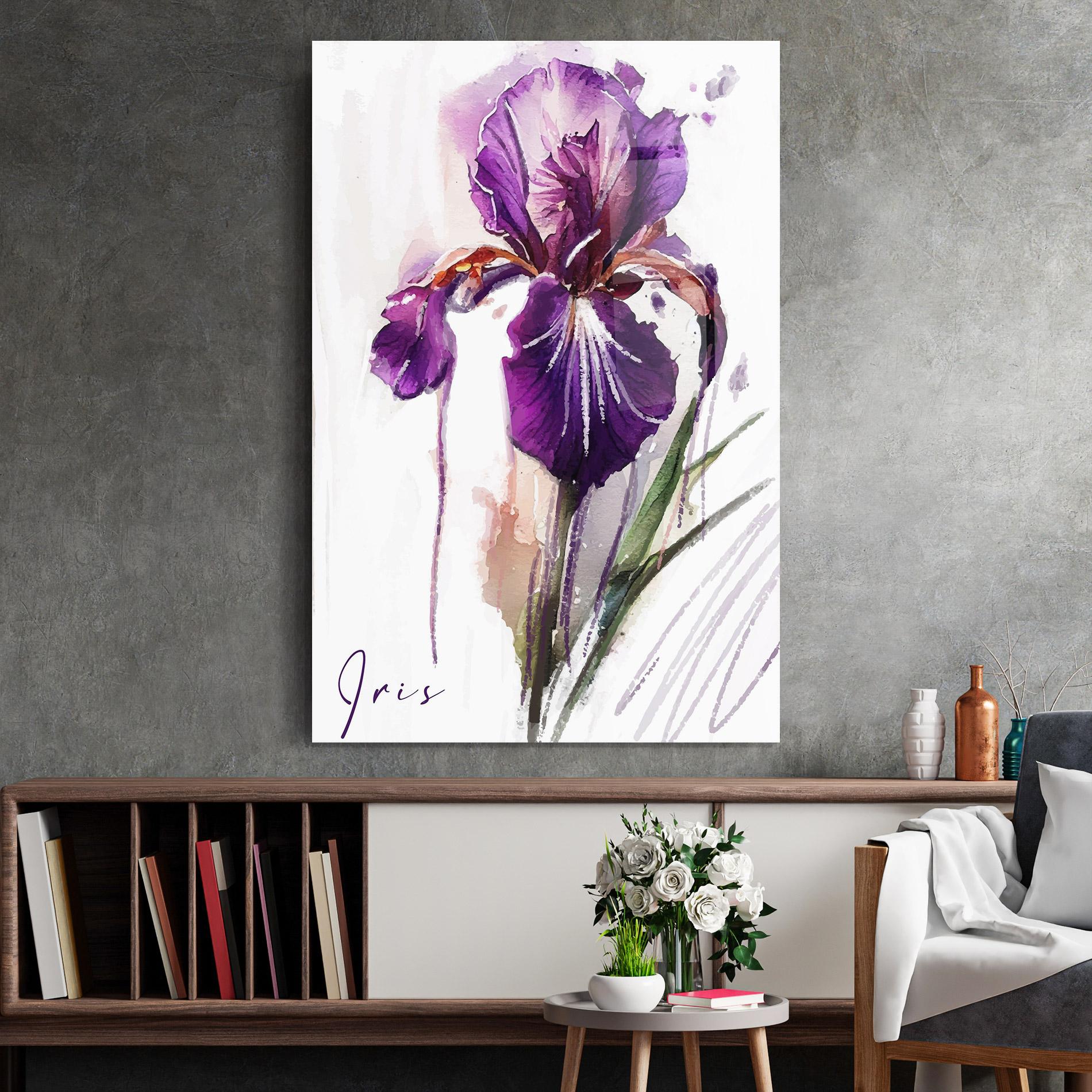 Стъклена картина Iris Drop mockup 2