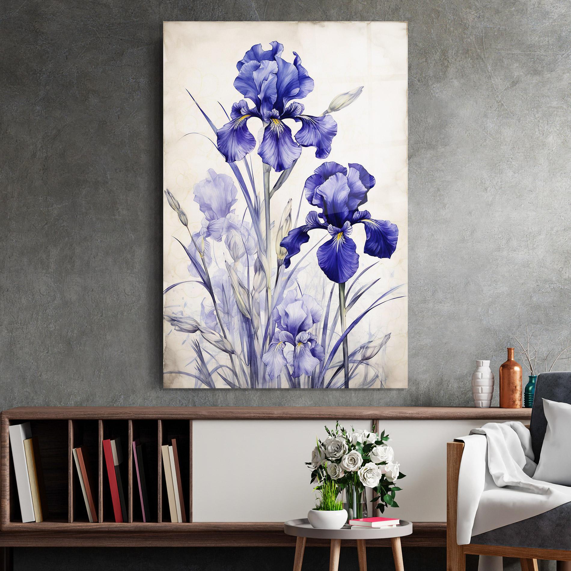 Стъклена картина Irises Painting mockup 2