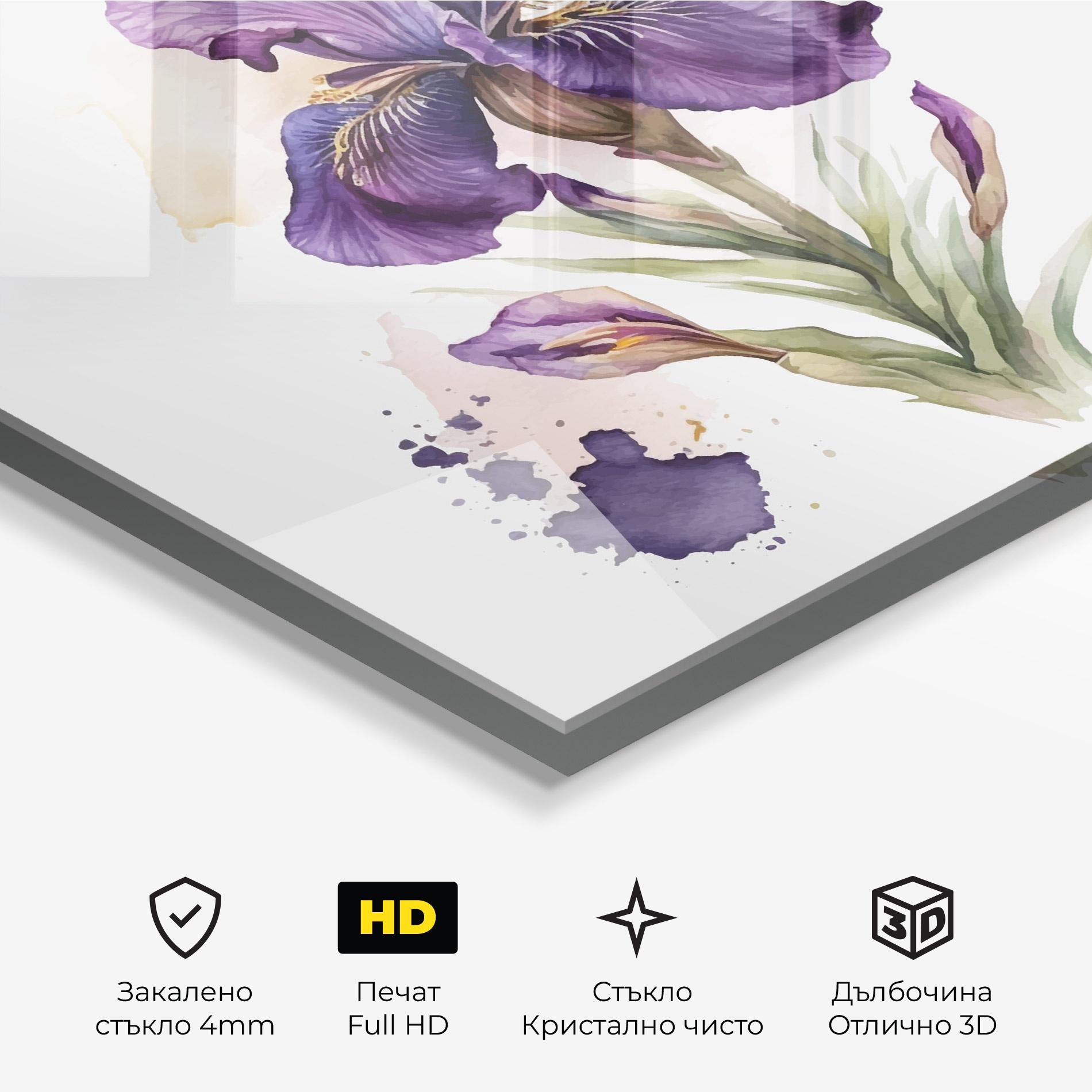 Стъклена картина Beautiful Purple Iris mockup 3