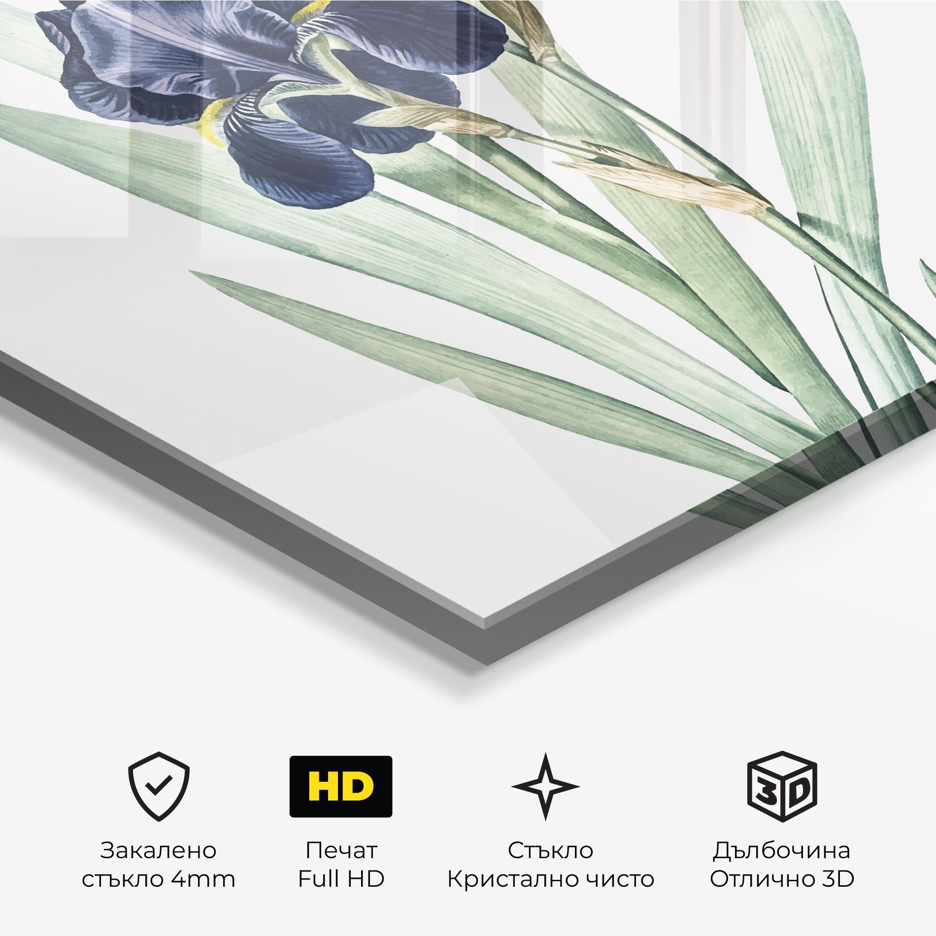 Стъклена картина Dark Blue Iris mockup 3