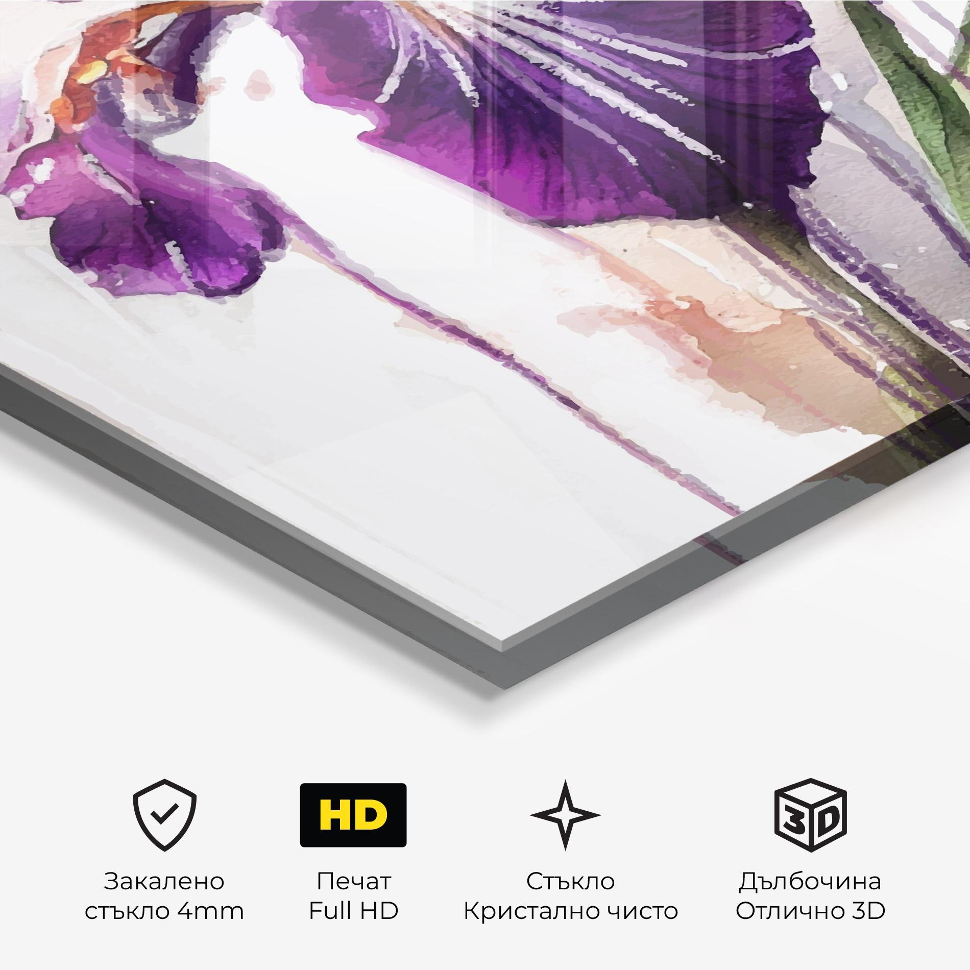 Стъклена картина Iris Drop mockup 3