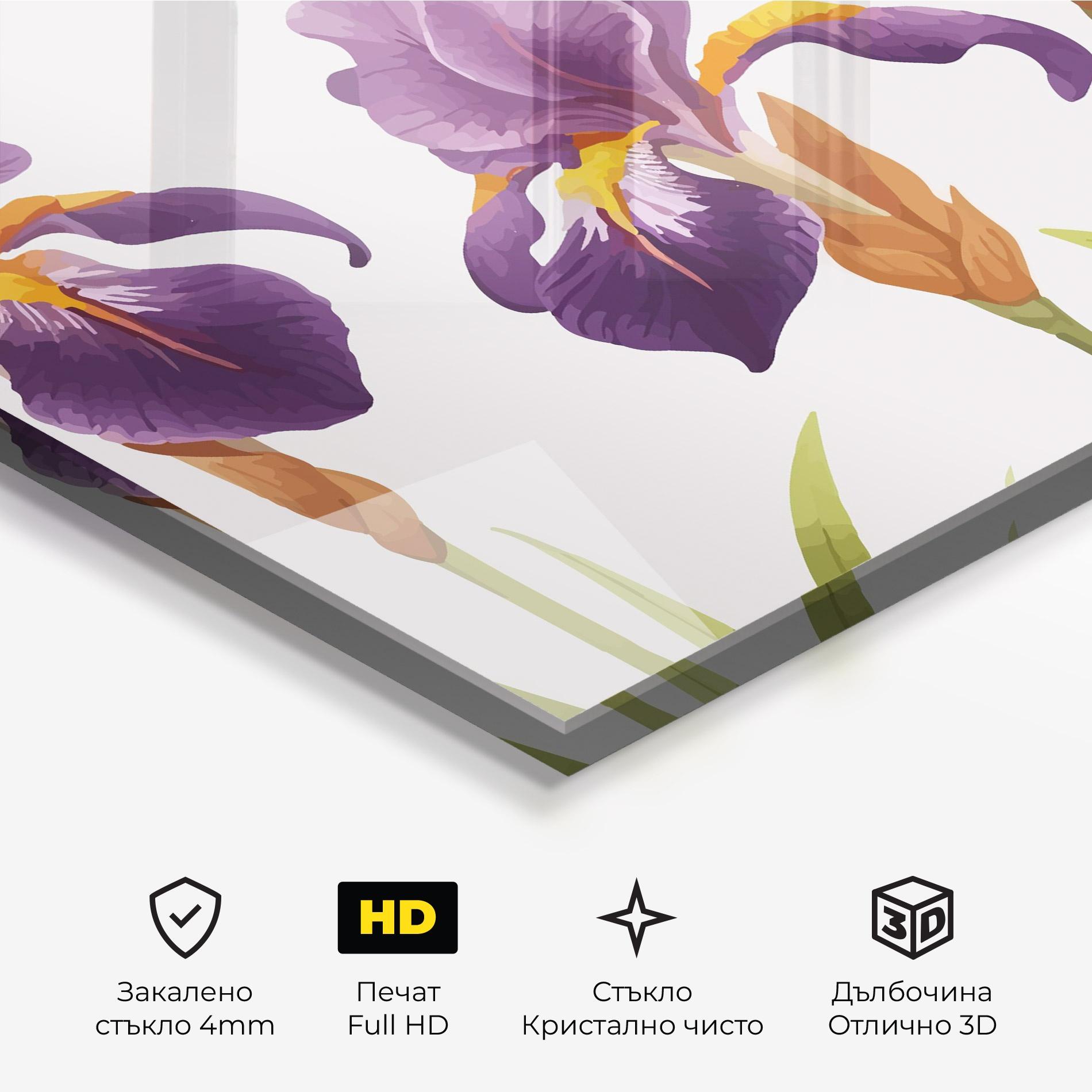 Стъклена картина Iris Leaf mockup 3