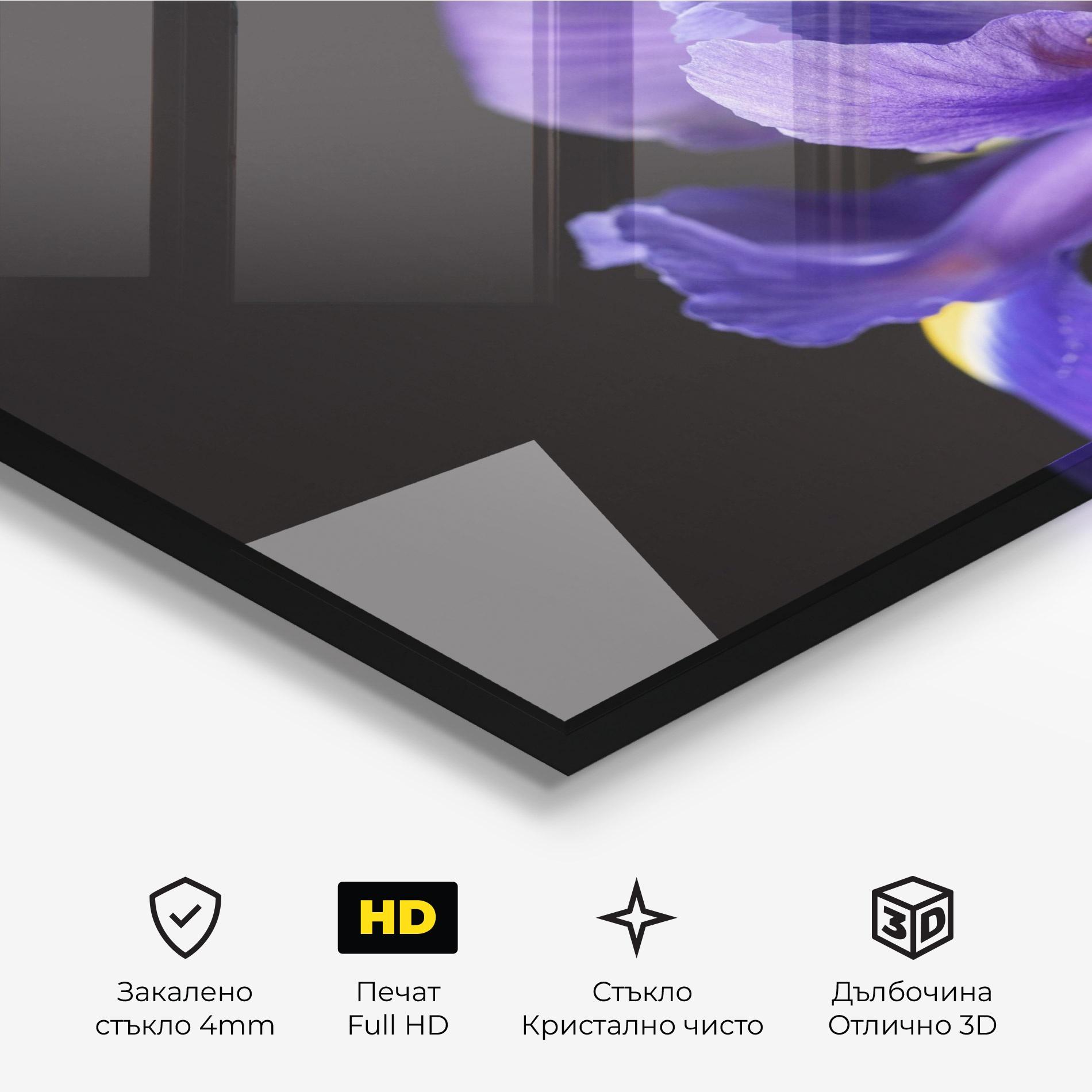 Стъклена картина Iris On Black mockup 3