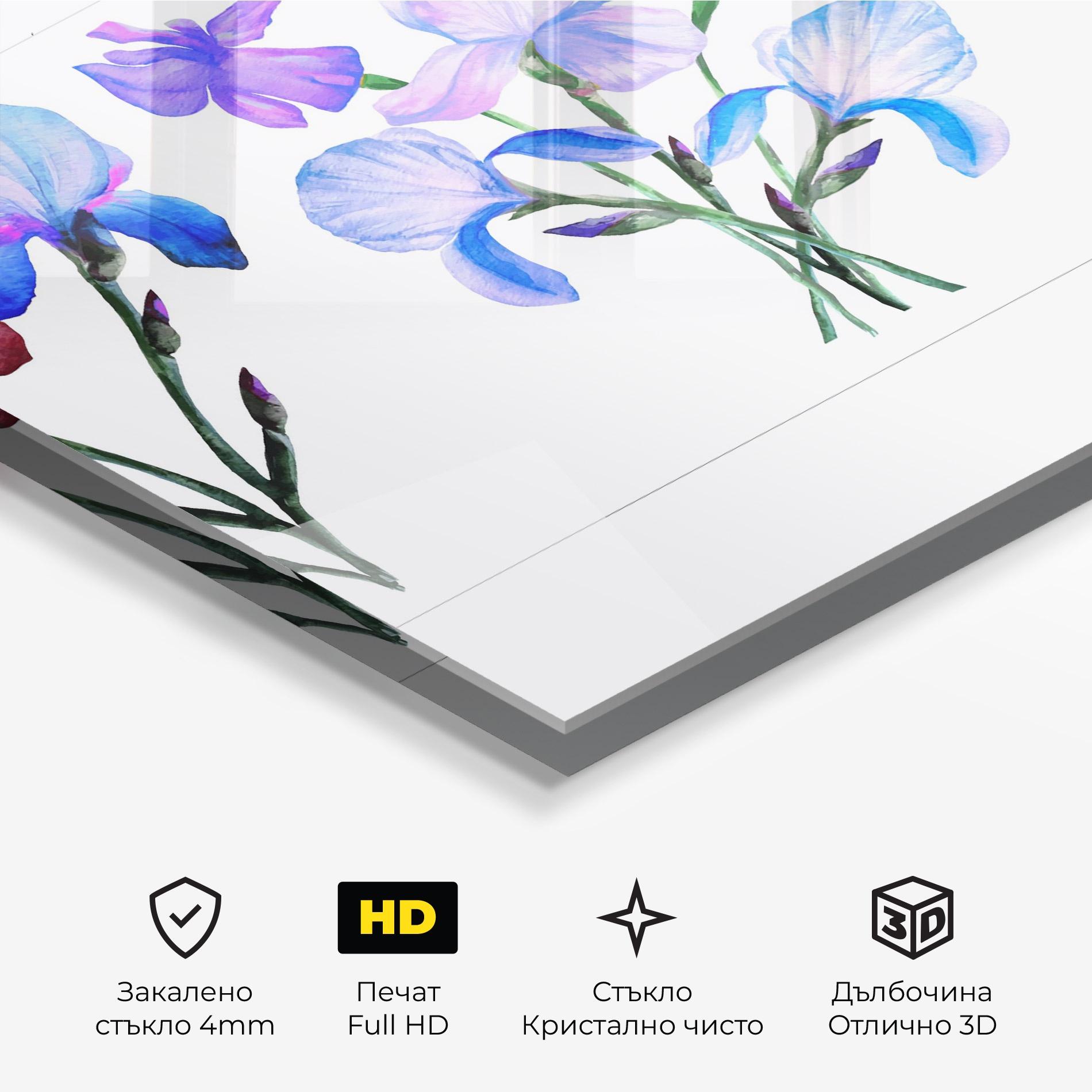 Стъклена картина Iris Set mockup 3