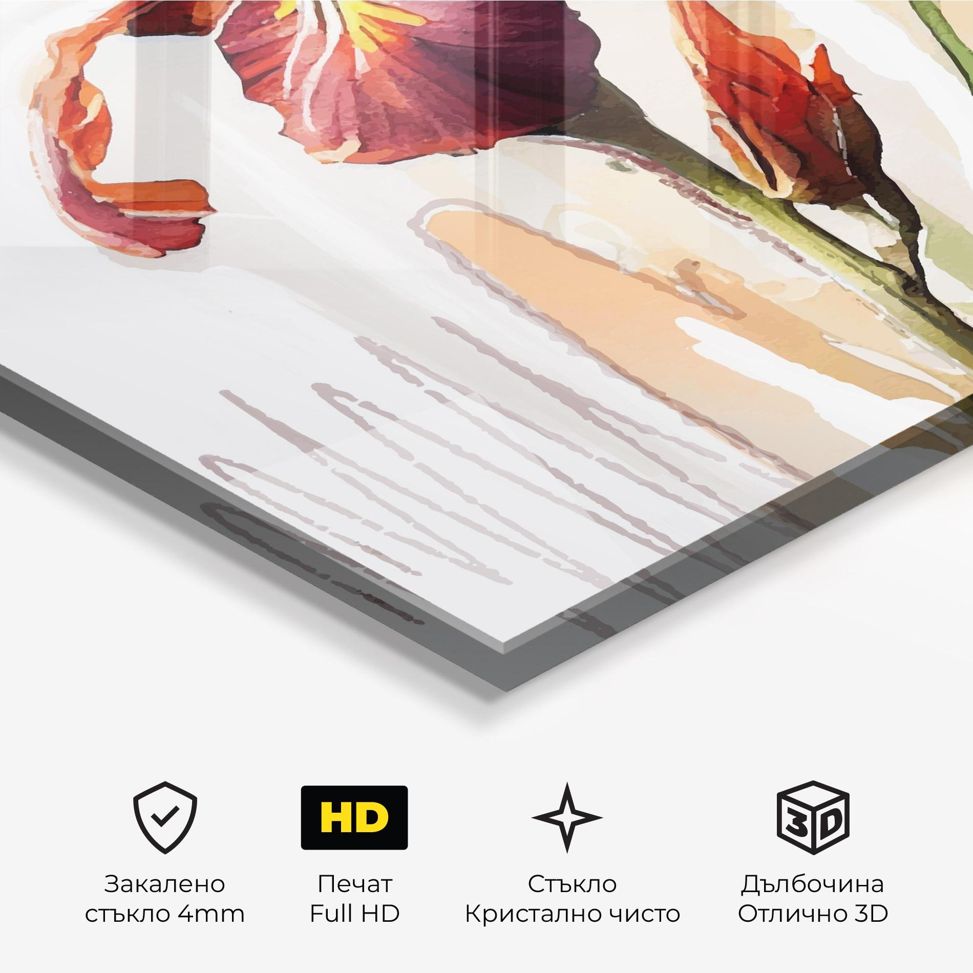 Стъклена картина Orange Iris mockup 3