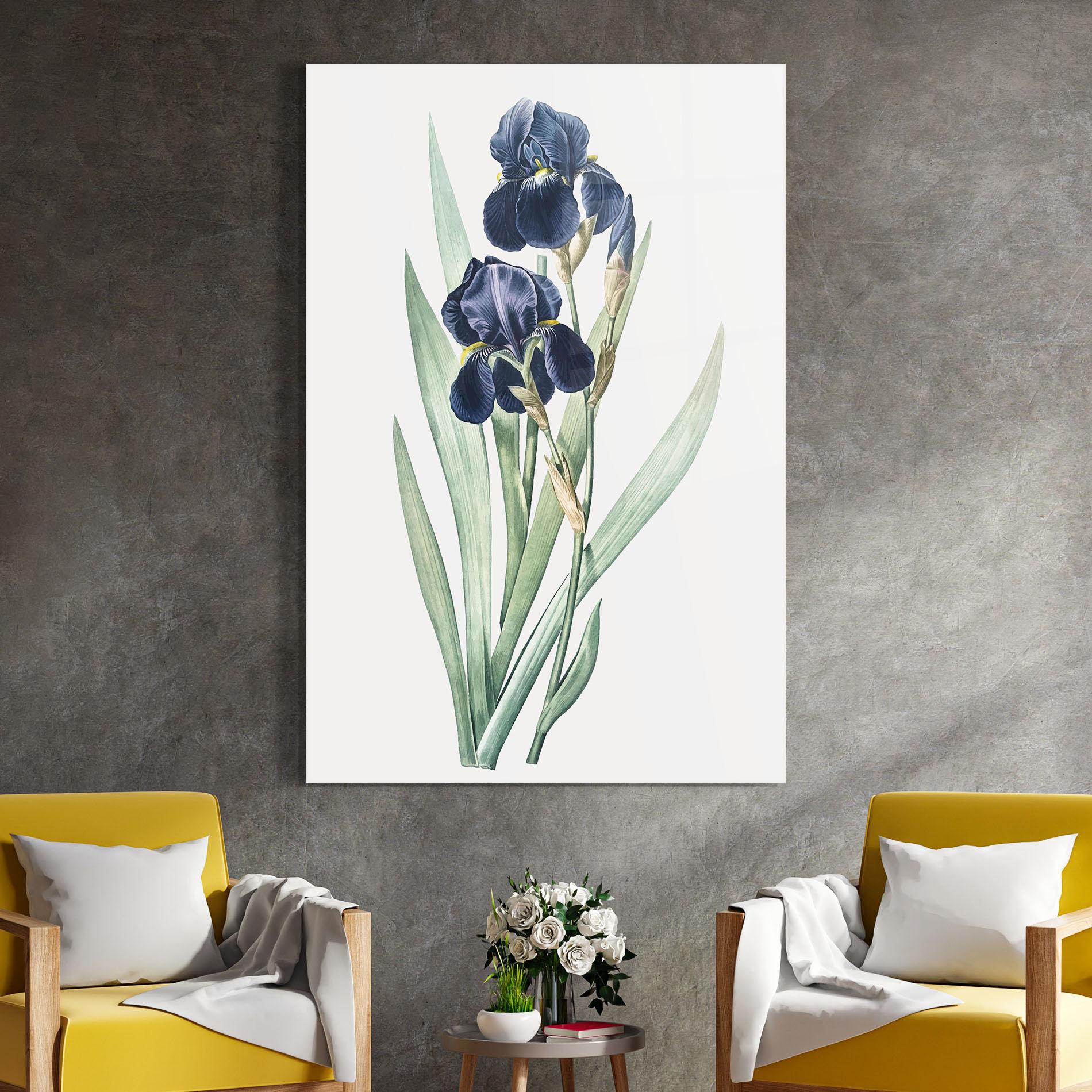 Стъклена картина Dark Blue Iris mockup 4