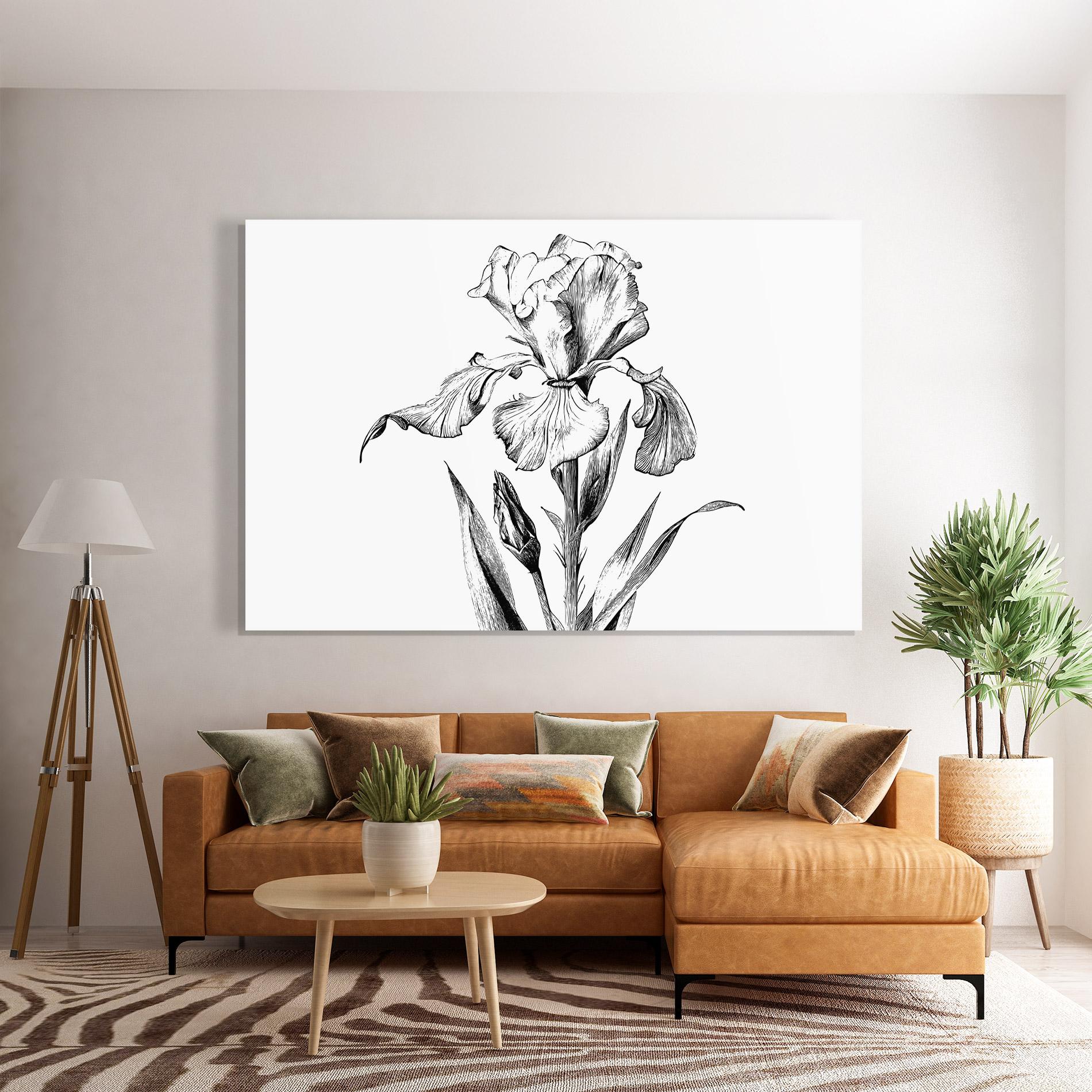 Стъклена картина Iris Sketch mockup 7