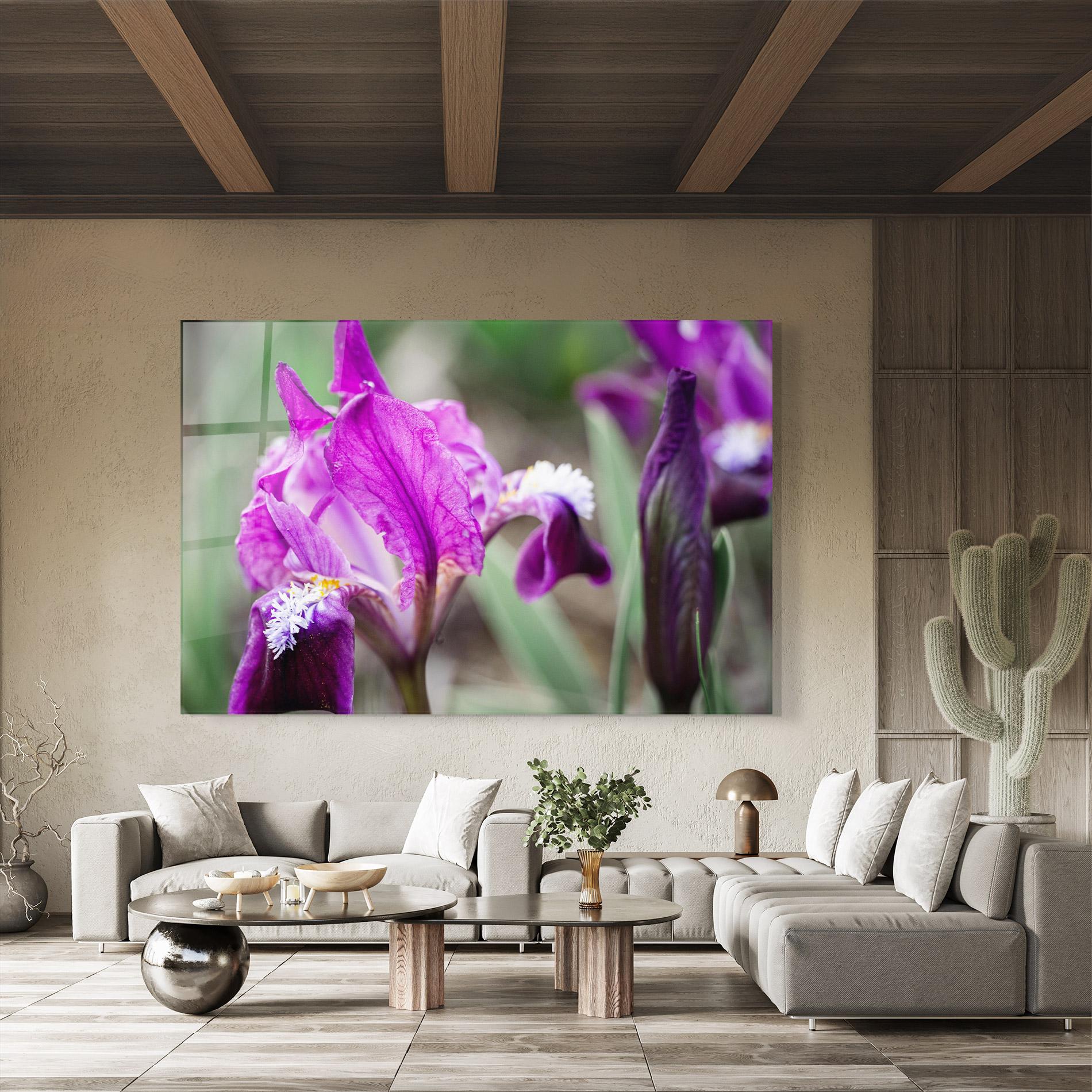 Стъклена картина Dark Pink Iris mockup 8