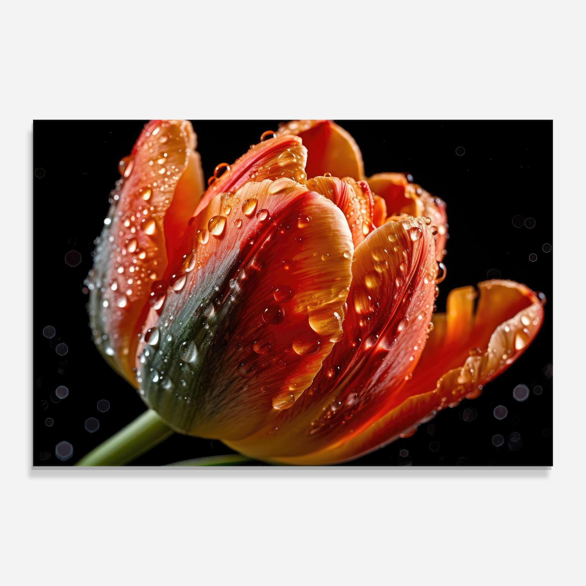 Стъклена картина Big Wet Orange Tulip mockup 0